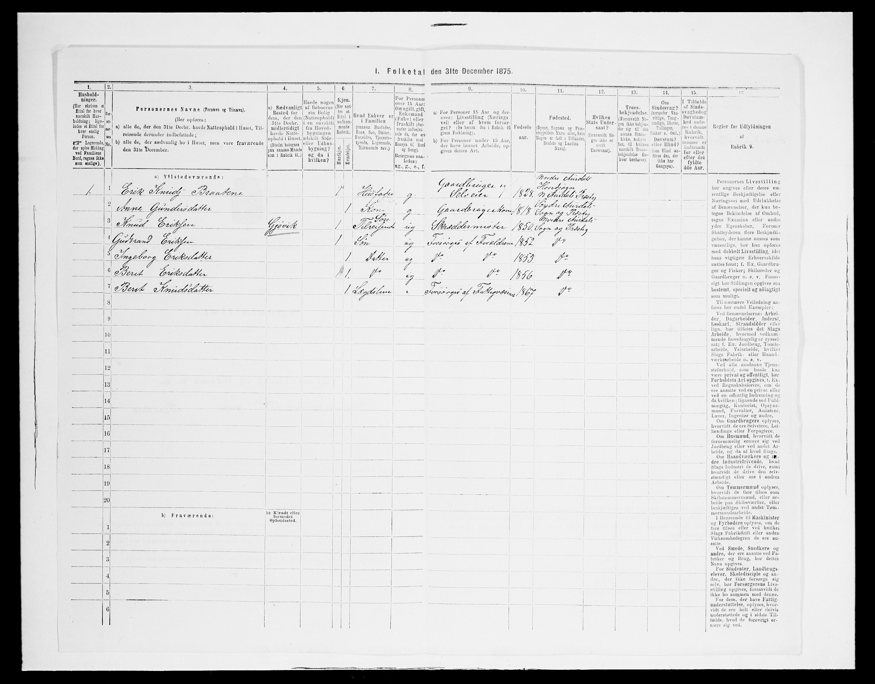 SAH, 1875 census for 0542P Nord-Aurdal, 1875, p. 1595