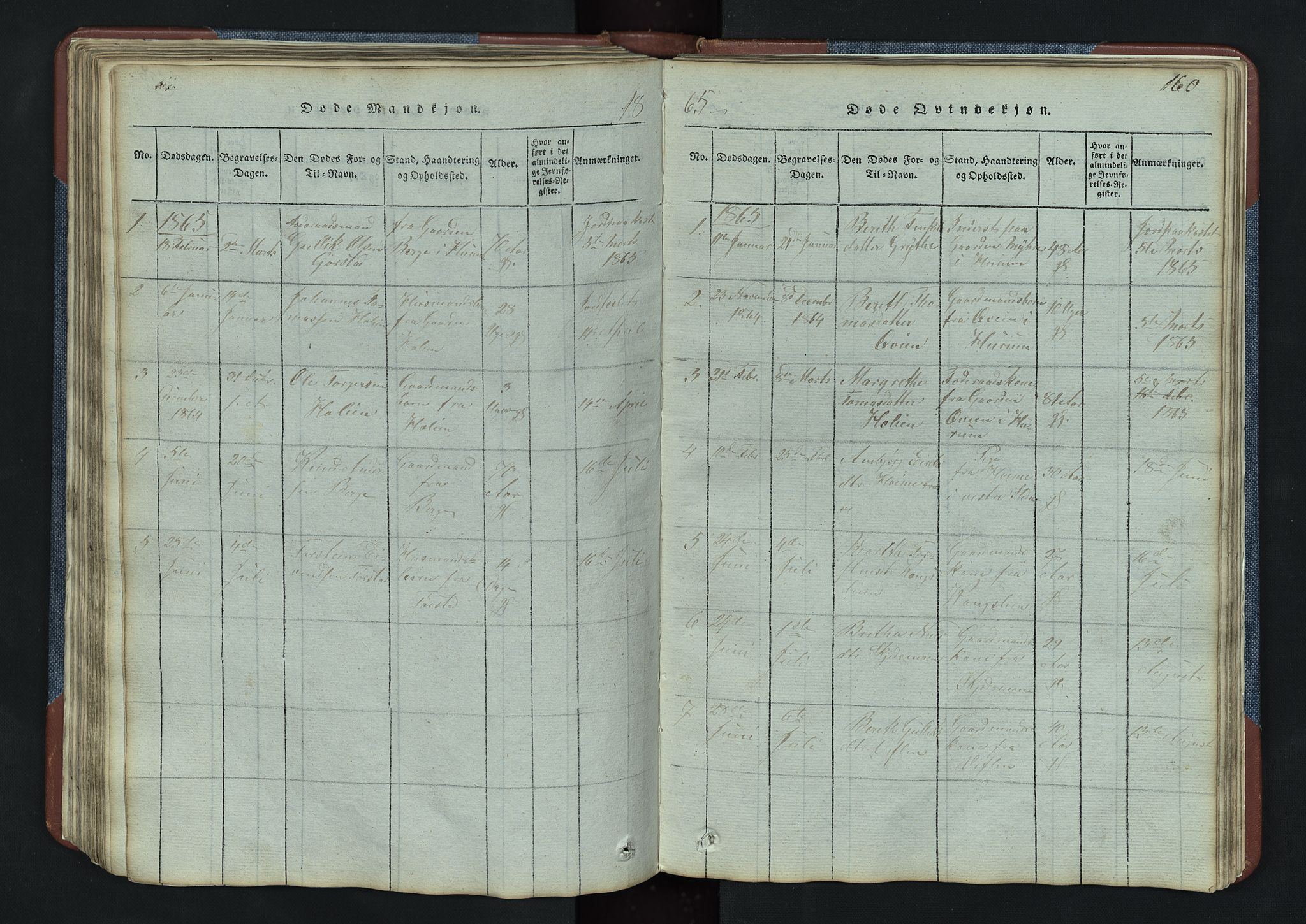 Vang prestekontor, Valdres, SAH/PREST-140/H/Hb/L0003: Parish register (copy) no. 3, 1814-1892, p. 160