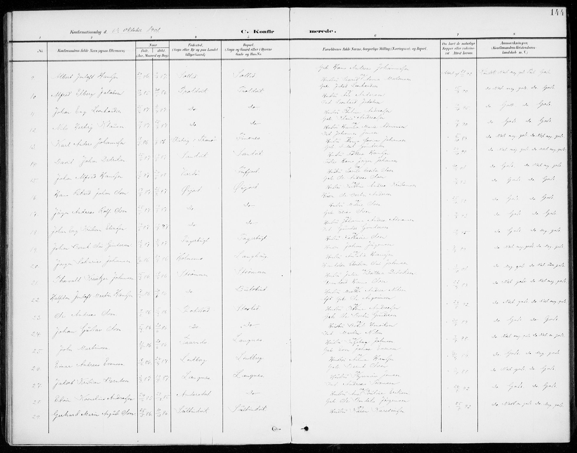 Lenvik sokneprestembete, SATØ/S-1310/H/Ha/Haa/L0014kirke: Parish register (official) no. 14, 1899-1909, p. 144