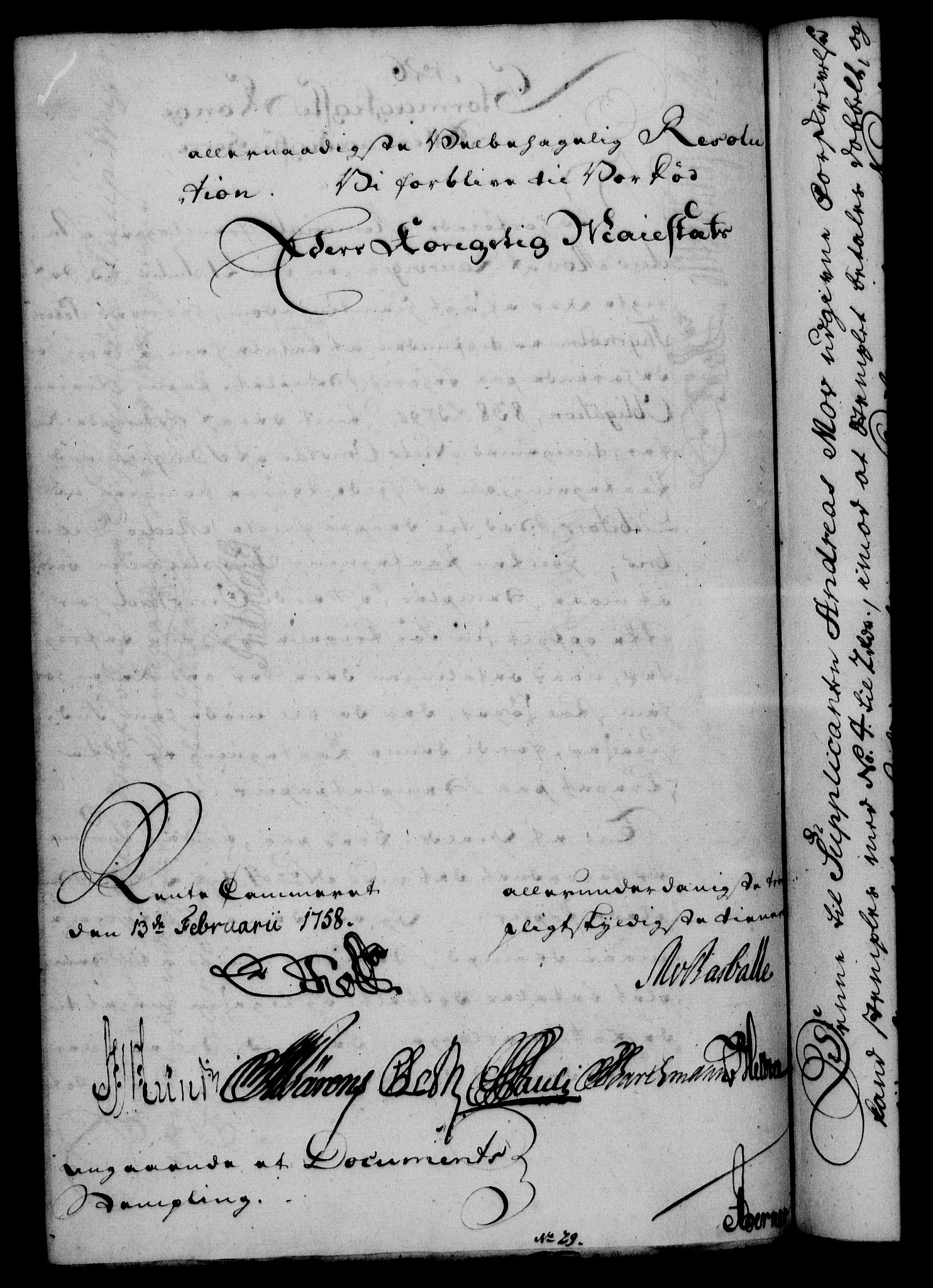 Rentekammeret, Kammerkanselliet, RA/EA-3111/G/Gf/Gfa/L0040: Norsk relasjons- og resolusjonsprotokoll (merket RK 52.40), 1758, p. 141