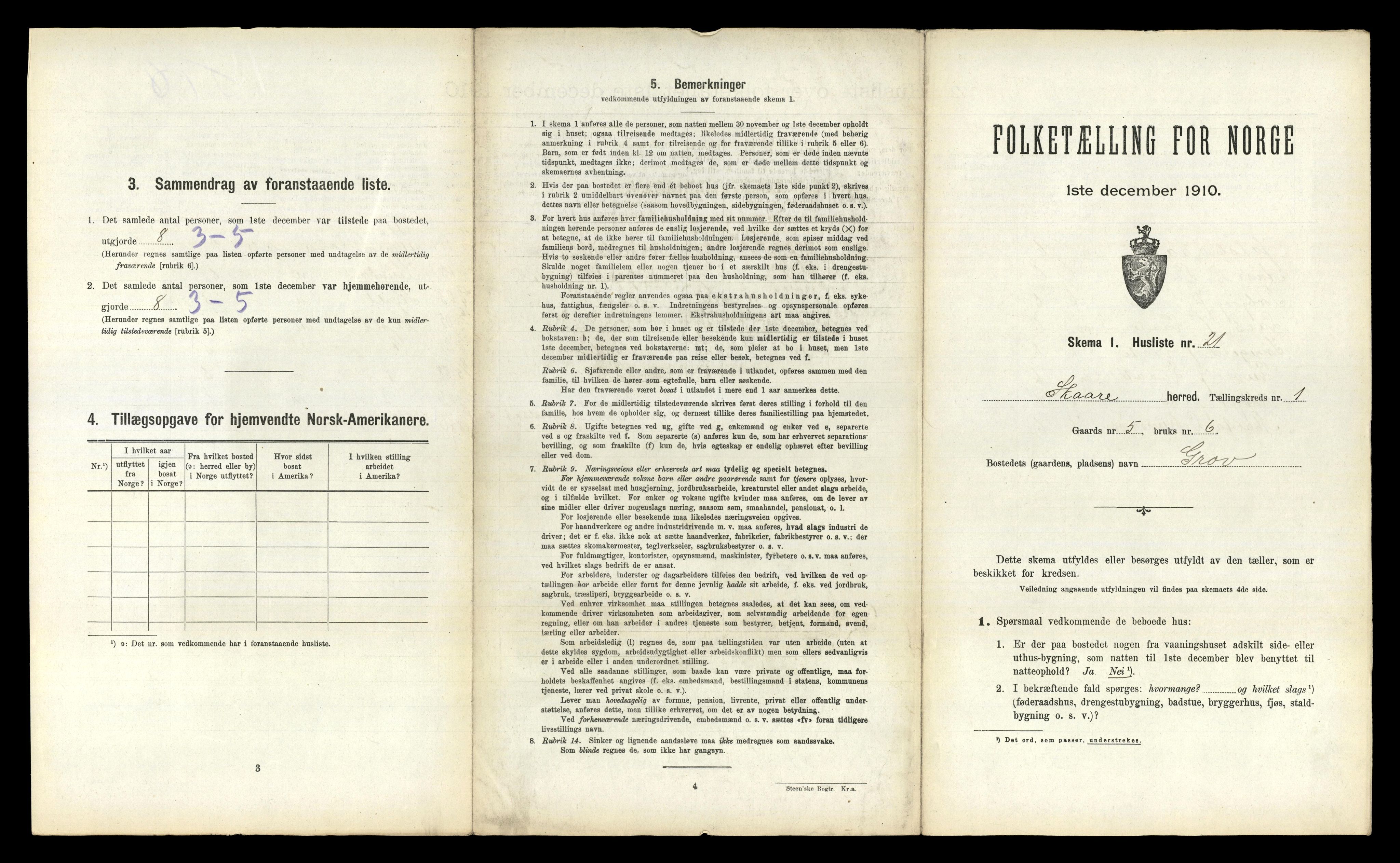 RA, 1910 census for Skåre, 1910, p. 84