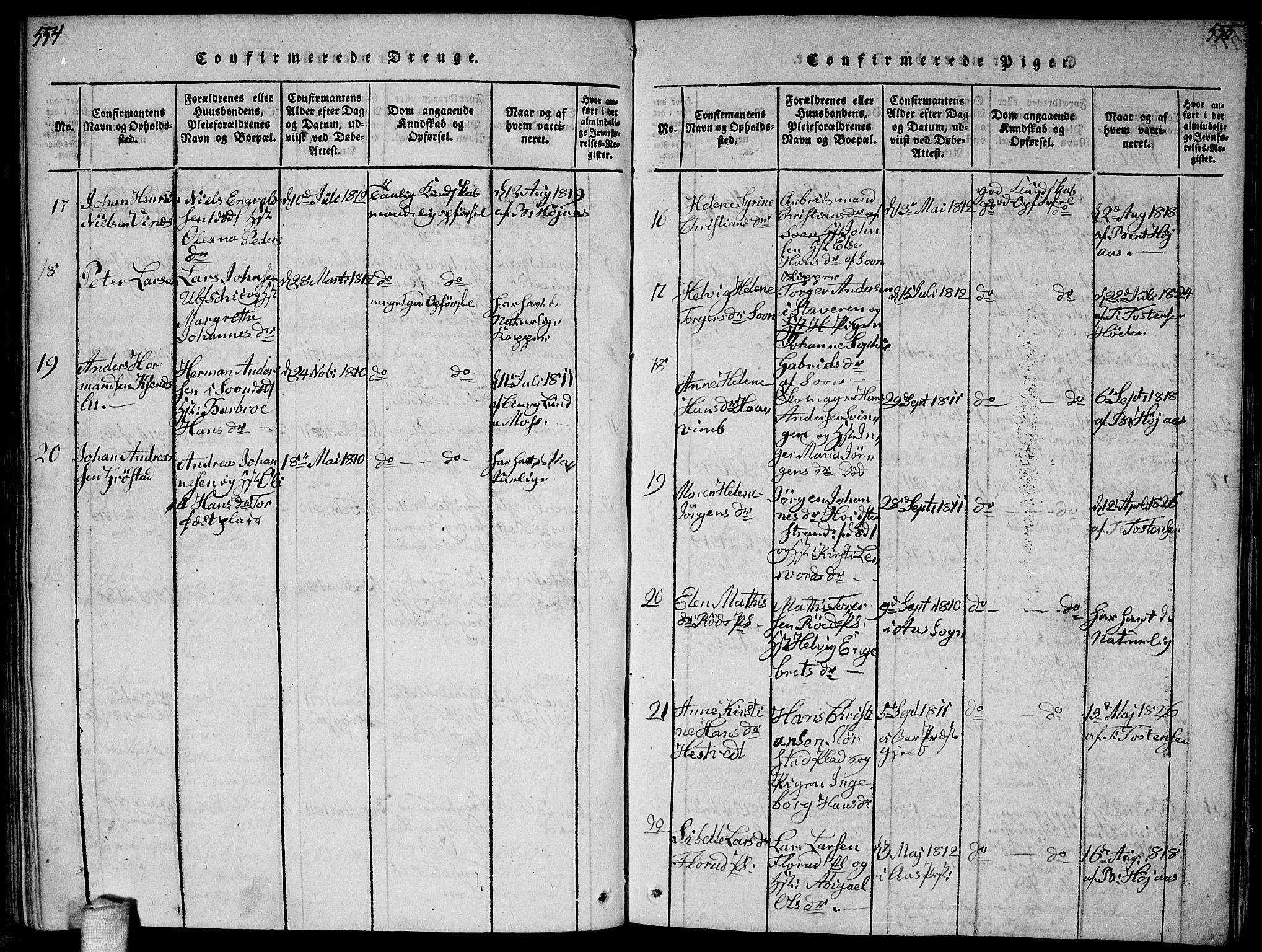 Vestby prestekontor Kirkebøker, SAO/A-10893/F/Fa/L0005: Parish register (official) no. I 5, 1814-1827, p. 554-555