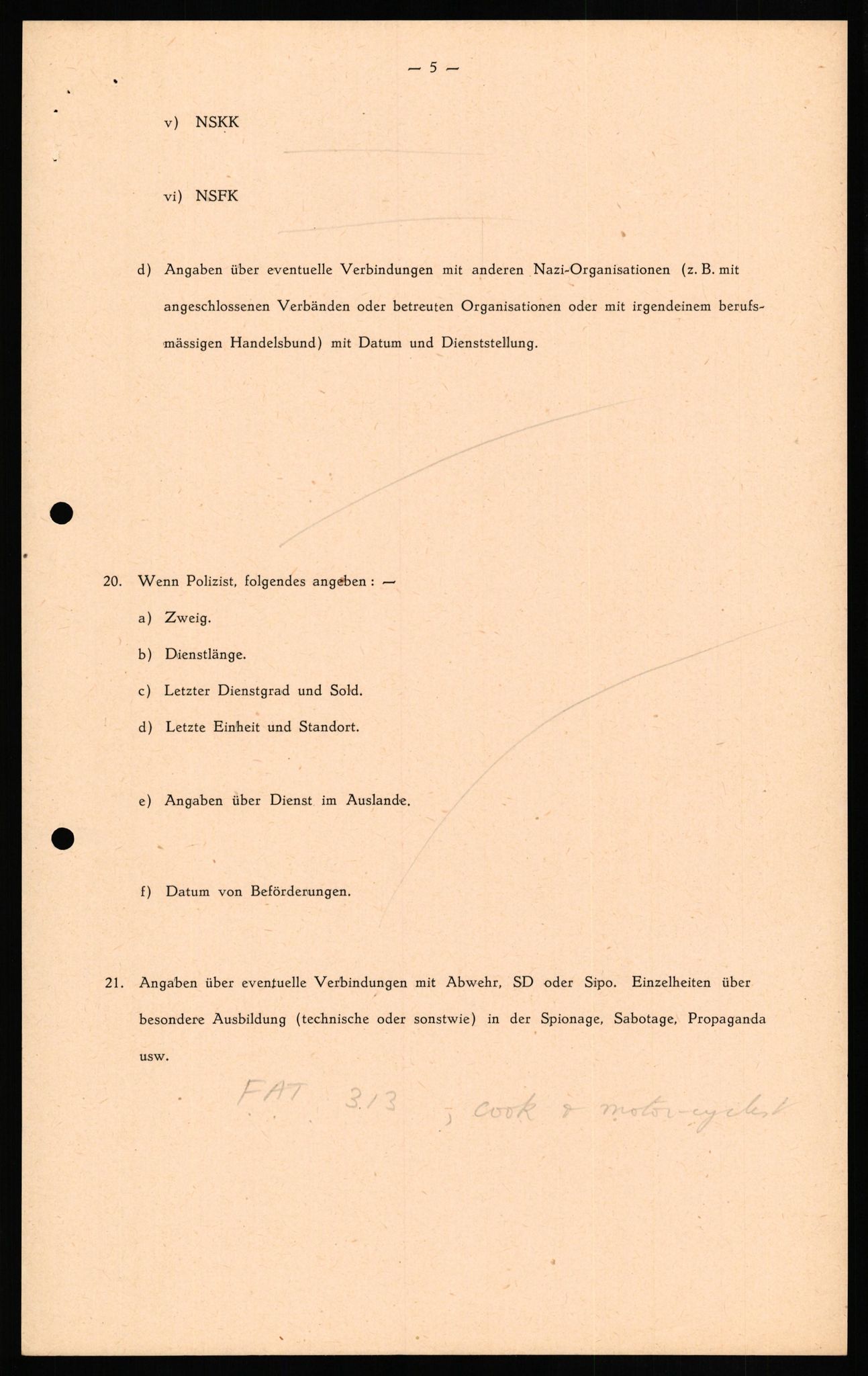 Forsvaret, Forsvarets overkommando II, AV/RA-RAFA-3915/D/Db/L0023: CI Questionaires. Tyske okkupasjonsstyrker i Norge. Tyskere., 1945-1946, p. 417