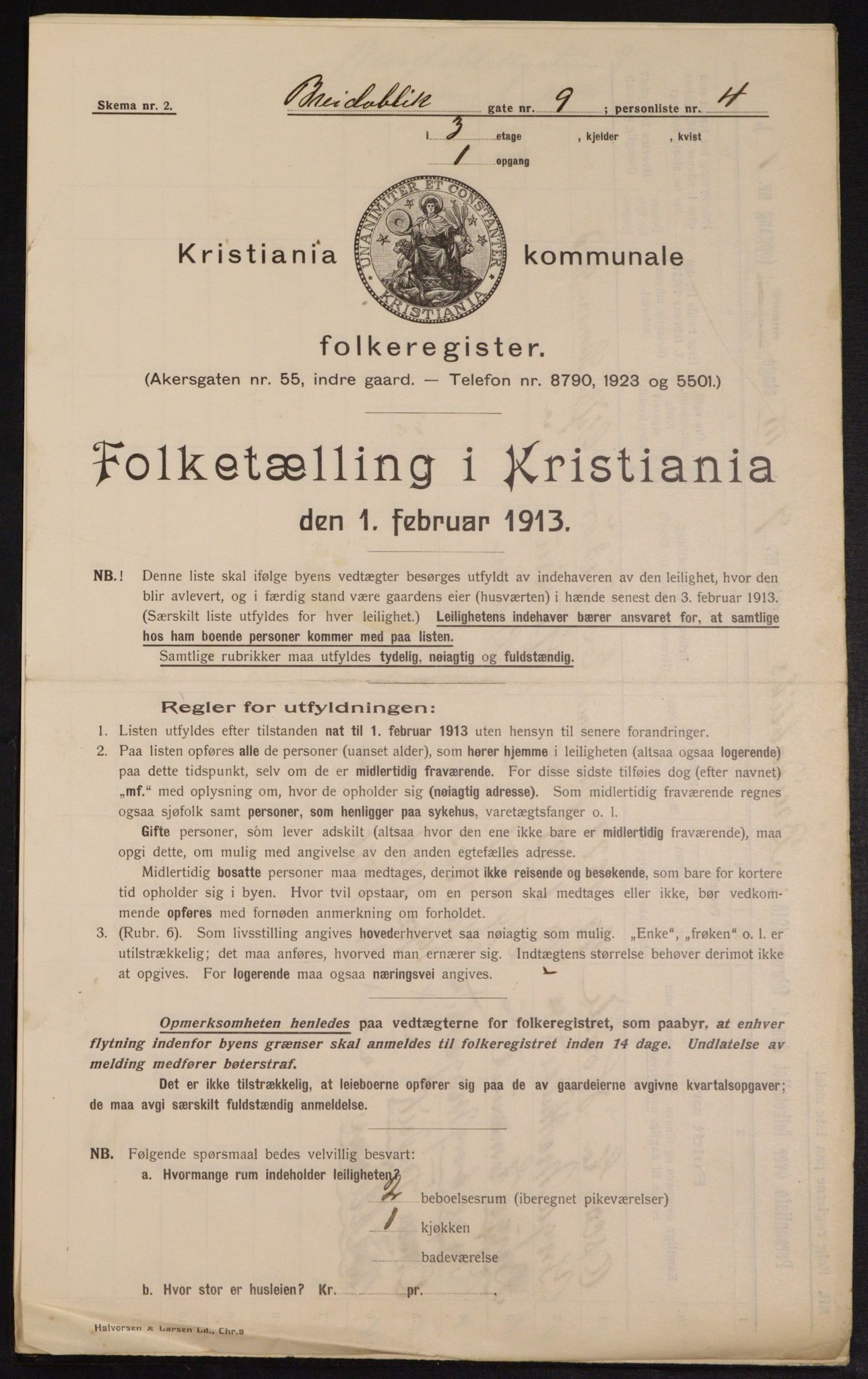 OBA, Municipal Census 1913 for Kristiania, 1913, p. 8013