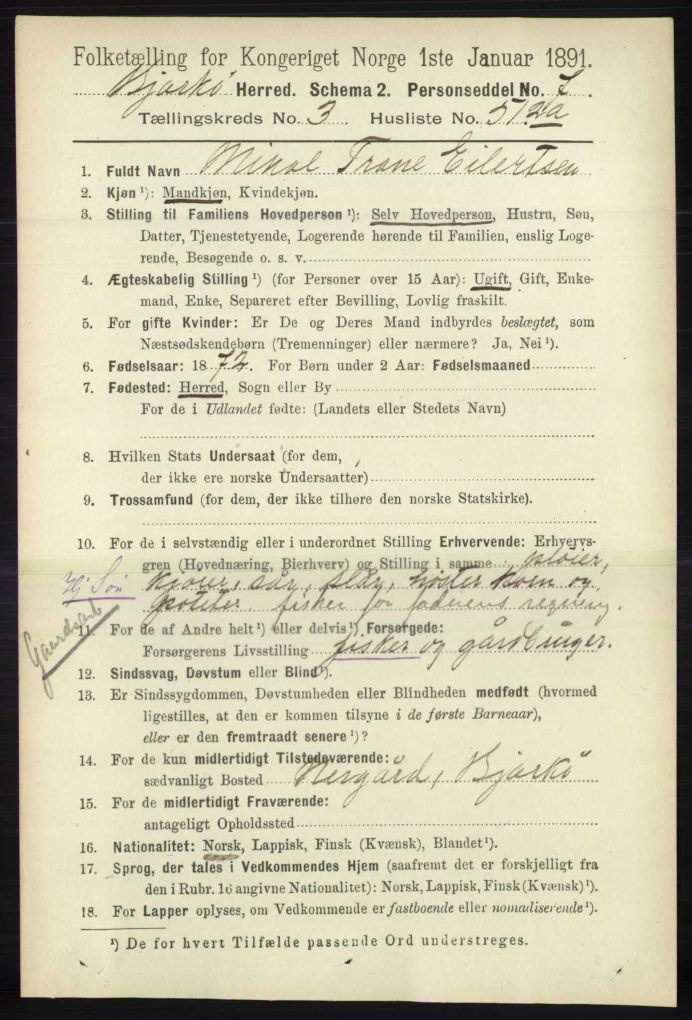 RA, 1891 census for 1915 Bjarkøy, 1891, p. 1859