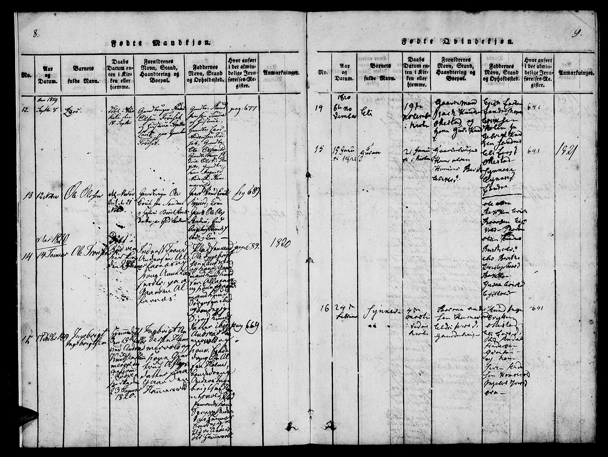 Ministerialprotokoller, klokkerbøker og fødselsregistre - Møre og Romsdal, AV/SAT-A-1454/548/L0612: Parish register (official) no. 548A01, 1818-1846, p. 8-9