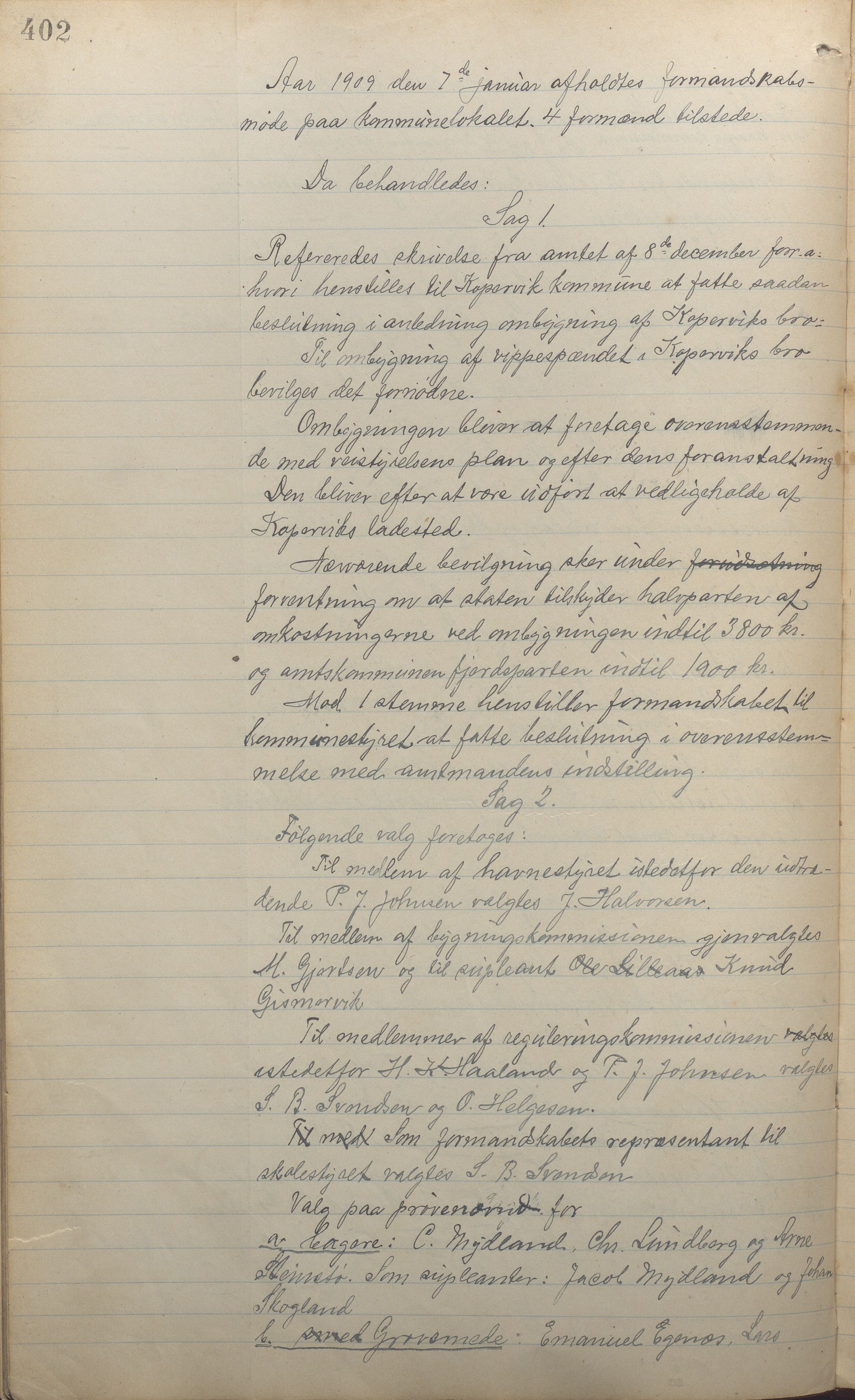 Kopervik Kommune - Formannskapet og Bystyret, IKAR/K-102468/A/Aa/L0003: Møtebok, 1894-1912, p. 402