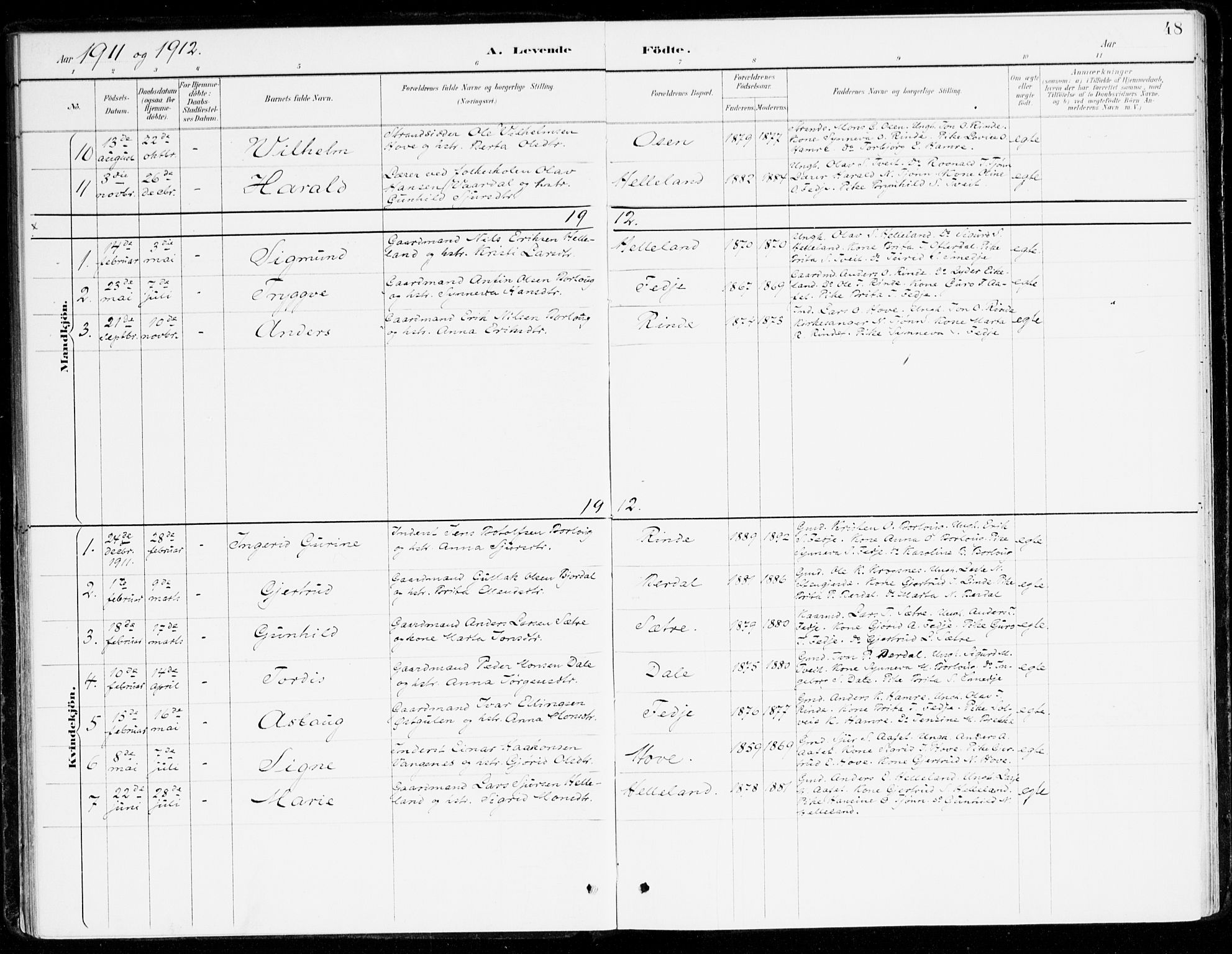 Leikanger sokneprestembete, AV/SAB-A-81001/H/Haa/Haad/L0001: Parish register (official) no. D 1, 1887-1922, p. 48