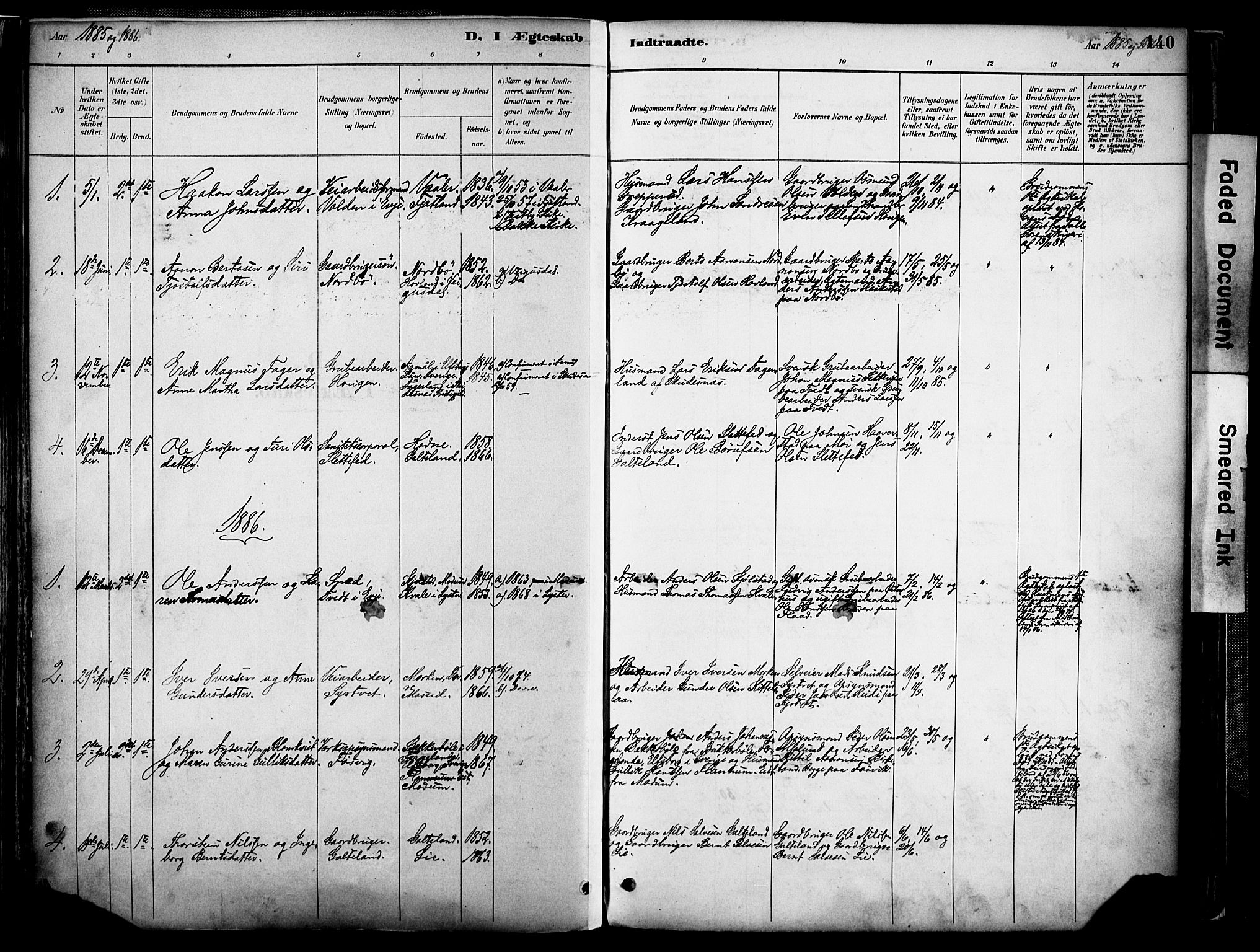 Evje sokneprestkontor, SAK/1111-0008/F/Fa/Faa/L0007: Parish register (official) no. A 7, 1884-1909, p. 140