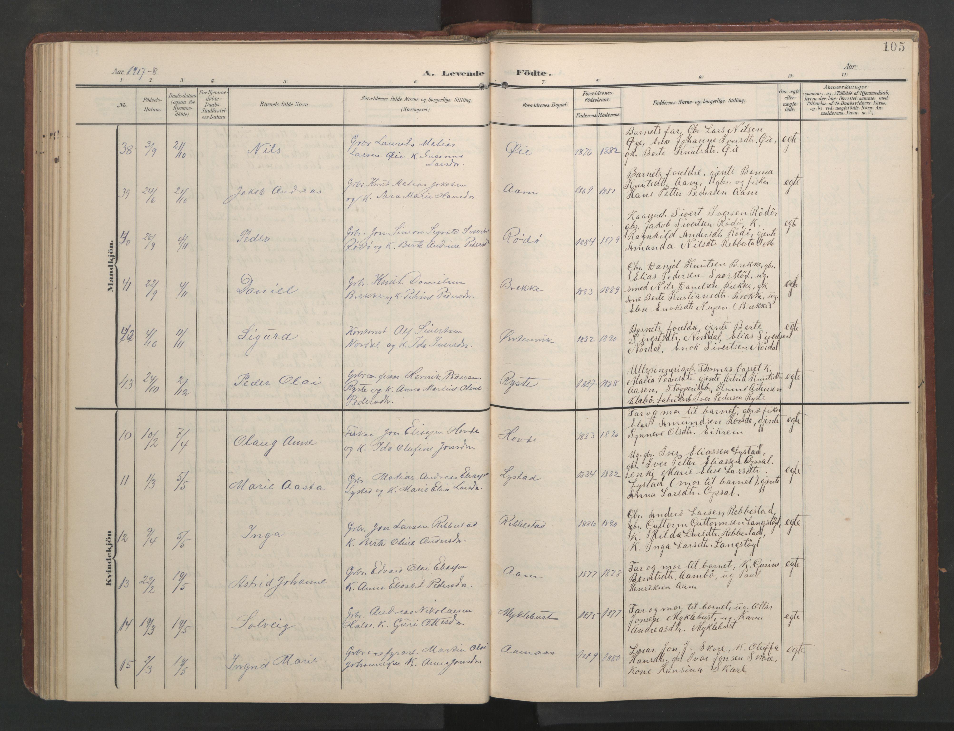 Ministerialprotokoller, klokkerbøker og fødselsregistre - Møre og Romsdal, AV/SAT-A-1454/513/L0190: Parish register (copy) no. 513C04, 1904-1926, p. 105