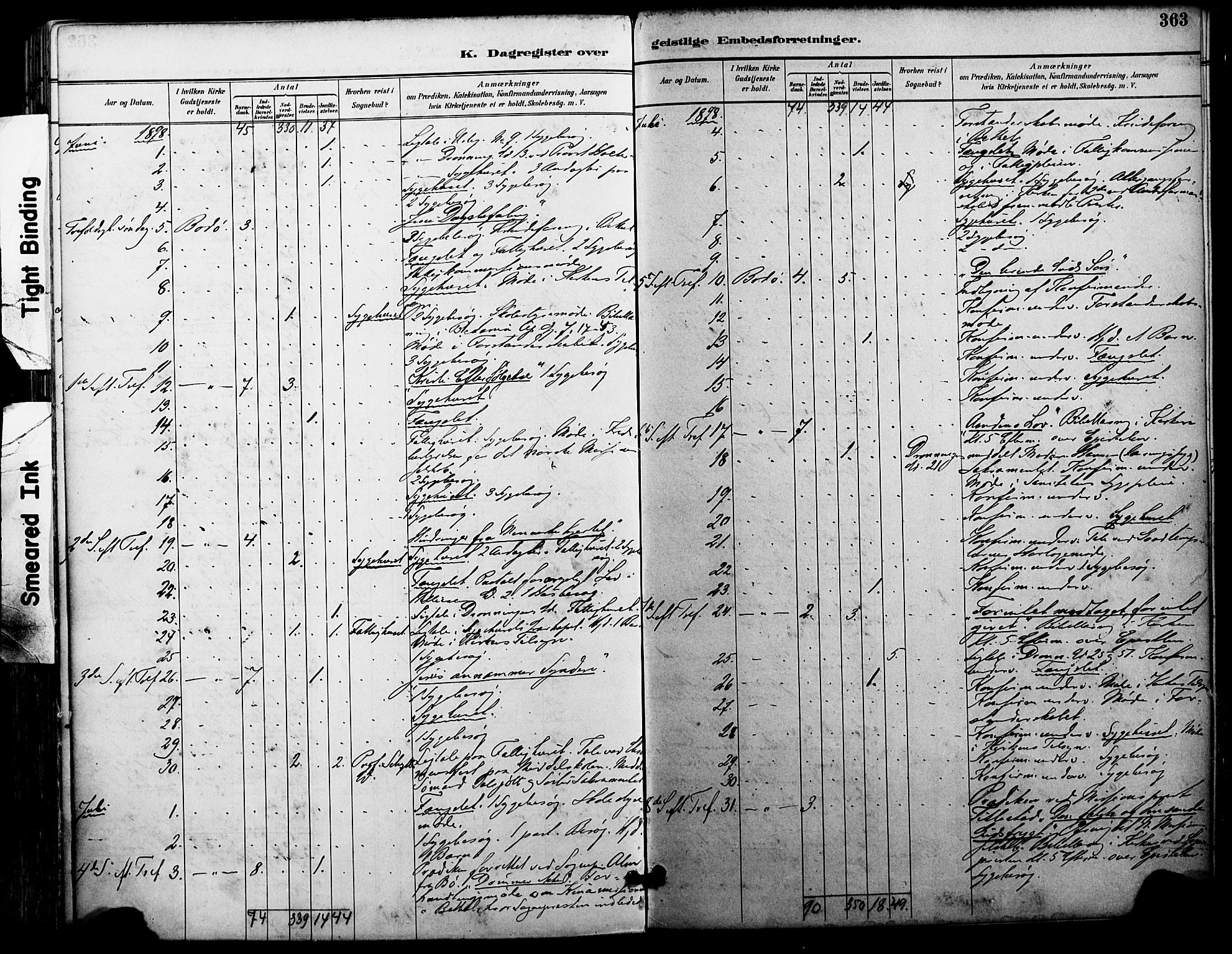 Ministerialprotokoller, klokkerbøker og fødselsregistre - Nordland, AV/SAT-A-1459/801/L0010: Parish register (official) no. 801A10, 1888-1899, p. 363