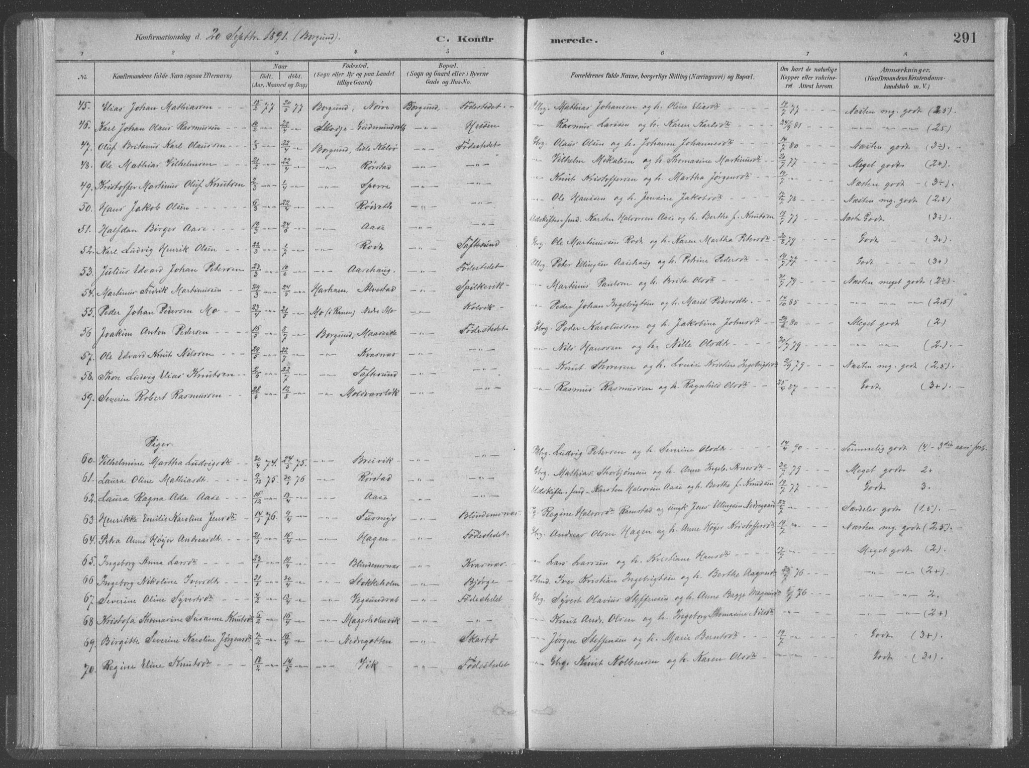 Ministerialprotokoller, klokkerbøker og fødselsregistre - Møre og Romsdal, AV/SAT-A-1454/528/L0402: Parish register (official) no. 528A12II, 1880-1903, p. 291