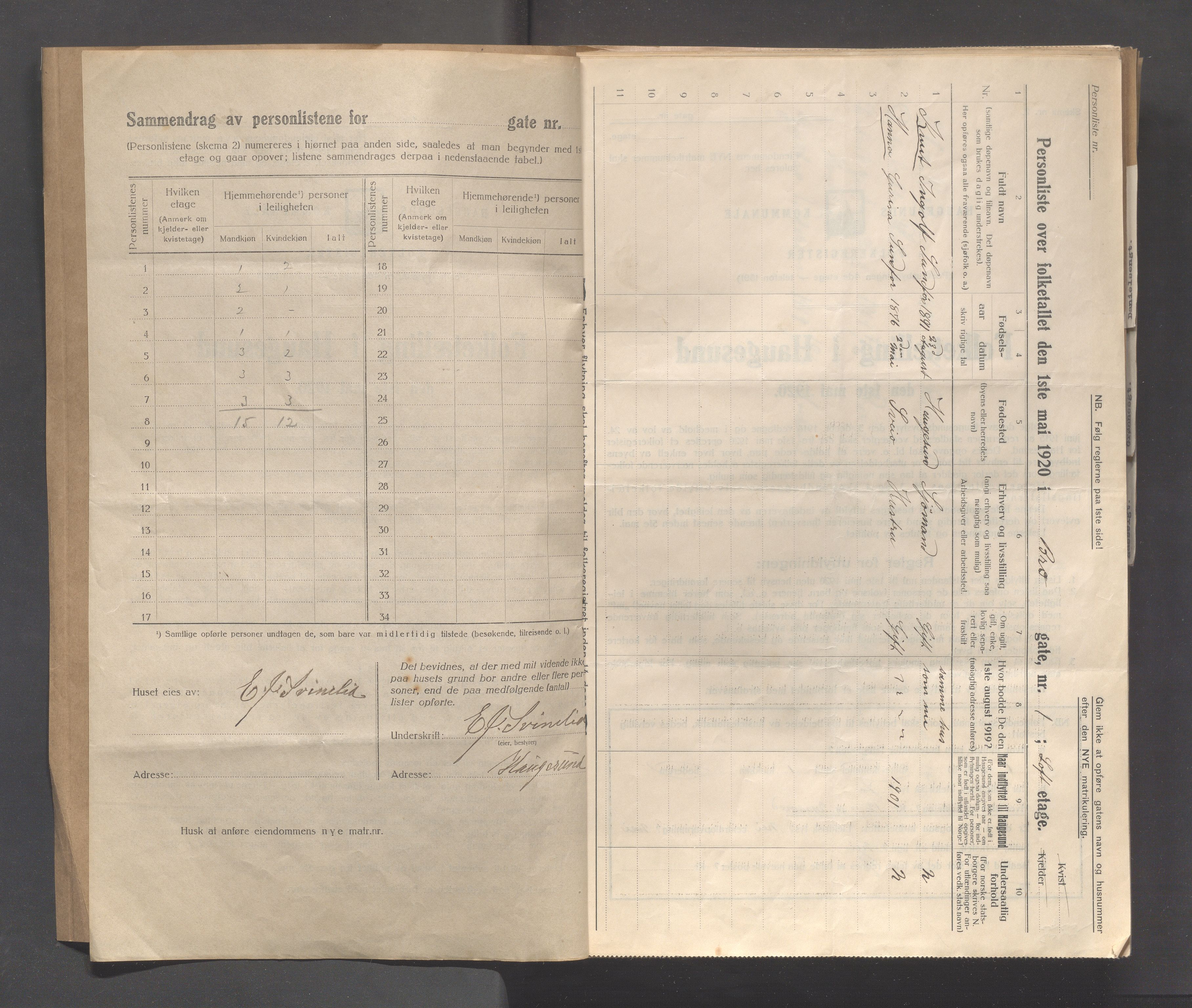 IKAR, Local census 1.5.1920 for Haugesund, 1920, p. 5613