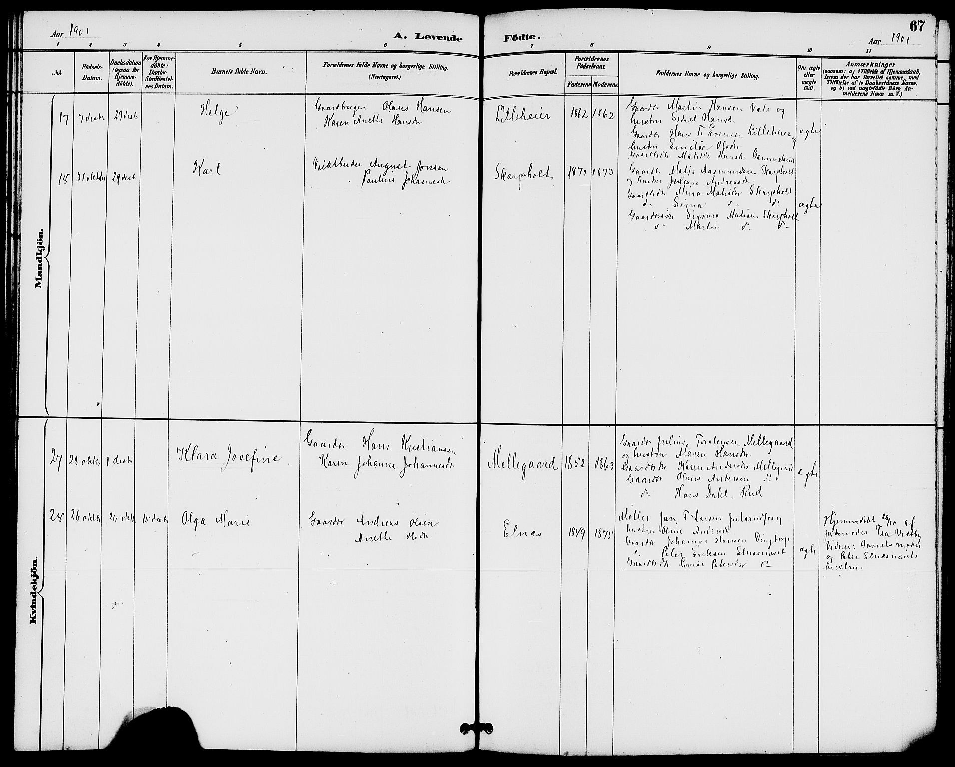 Rakkestad prestekontor Kirkebøker, AV/SAO-A-2008/G/Gb/L0001: Parish register (copy) no. II 1, 1887-1909, p. 67