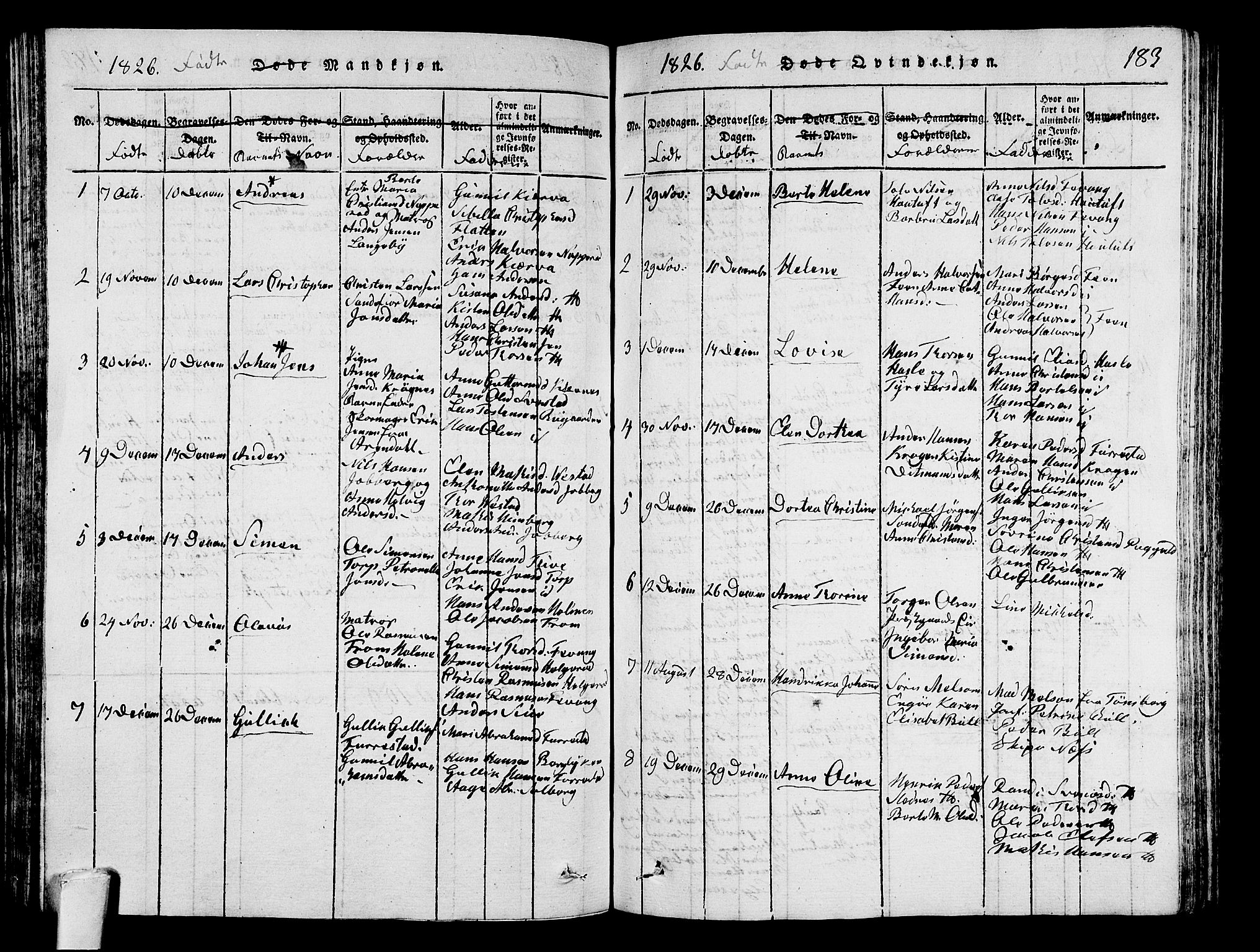 Sandar kirkebøker, AV/SAKO-A-243/G/Ga/L0001: Parish register (copy) no. 1, 1814-1835, p. 183