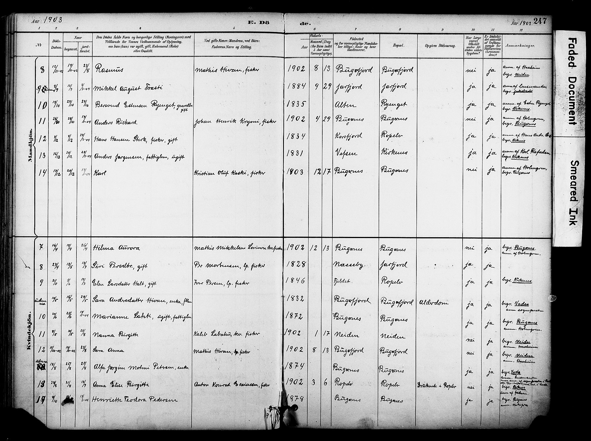 Sør-Varanger sokneprestkontor, SATØ/S-1331/H/Ha/L0004kirke: Parish register (official) no. 4, 1891-1908, p. 247