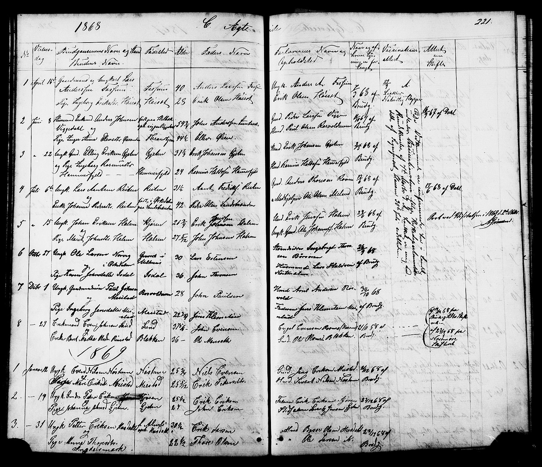 Ministerialprotokoller, klokkerbøker og fødselsregistre - Sør-Trøndelag, SAT/A-1456/665/L0777: Parish register (copy) no. 665C02, 1867-1915, p. 221