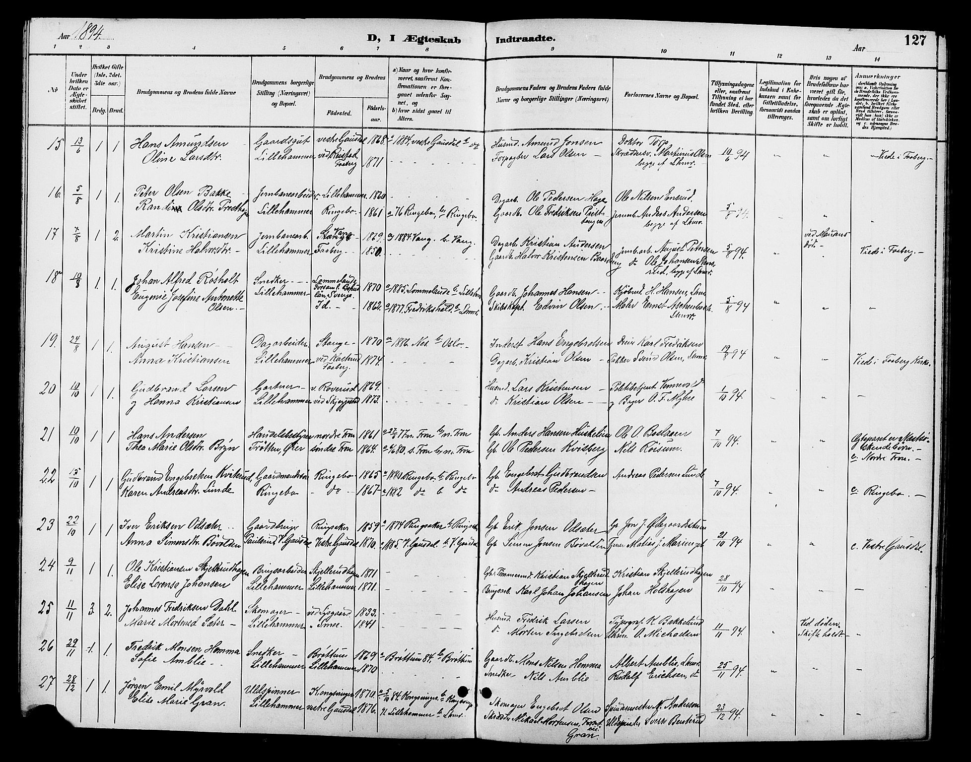 Fåberg prestekontor, AV/SAH-PREST-086/H/Ha/Hab/L0008: Parish register (copy) no. 8, 1891-1900, p. 127