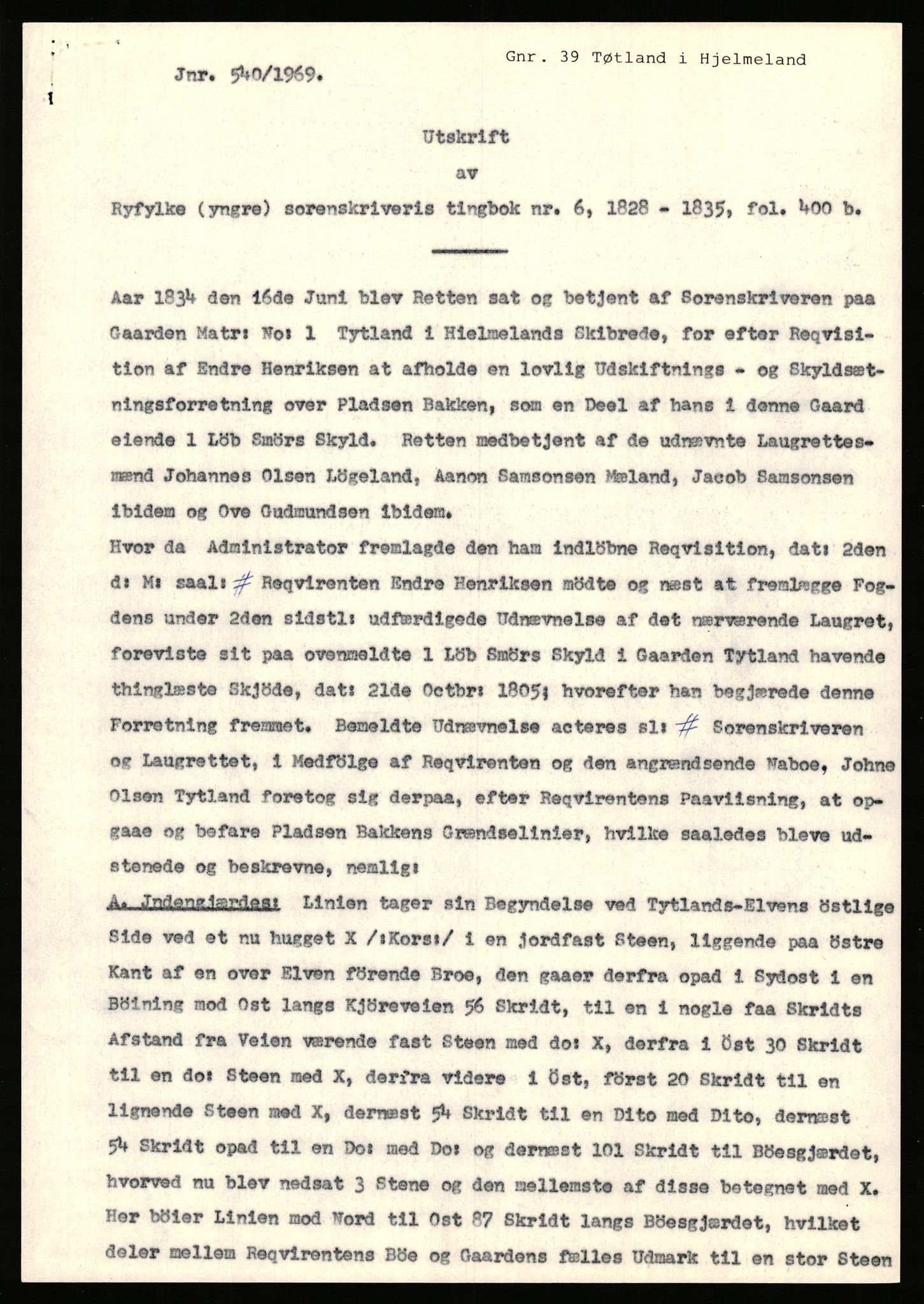 Statsarkivet i Stavanger, SAST/A-101971/03/Y/Yj/L0090: Avskrifter sortert etter gårdsnavn: Tøtland - Underberge, 1750-1930, p. 2