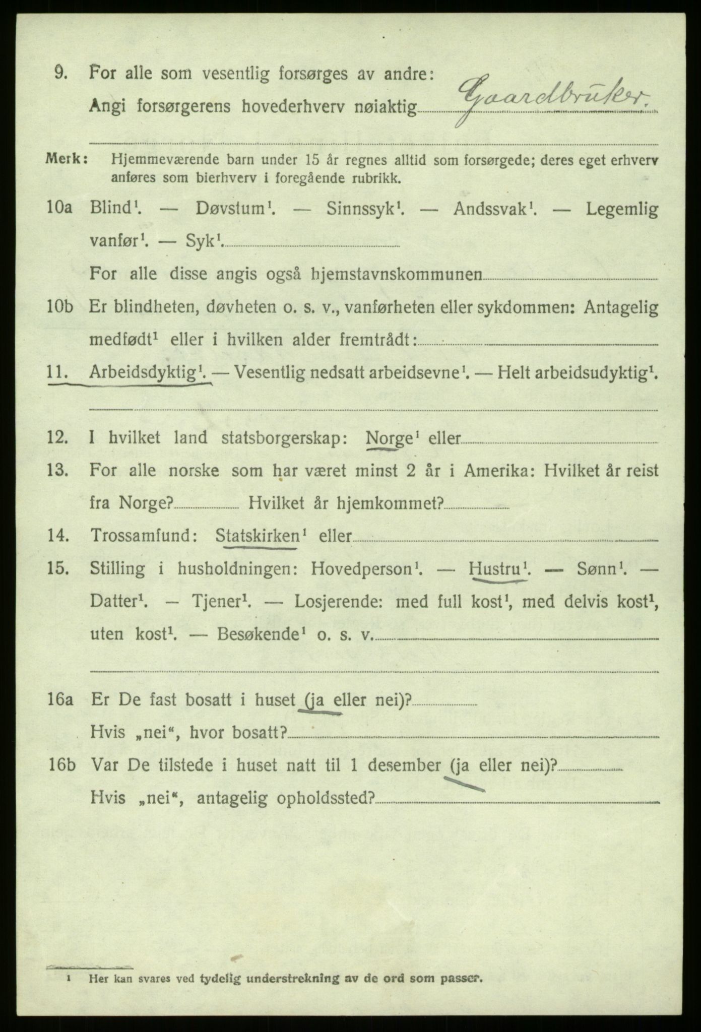 SAB, 1920 census for Gulen, 1920, p. 6426