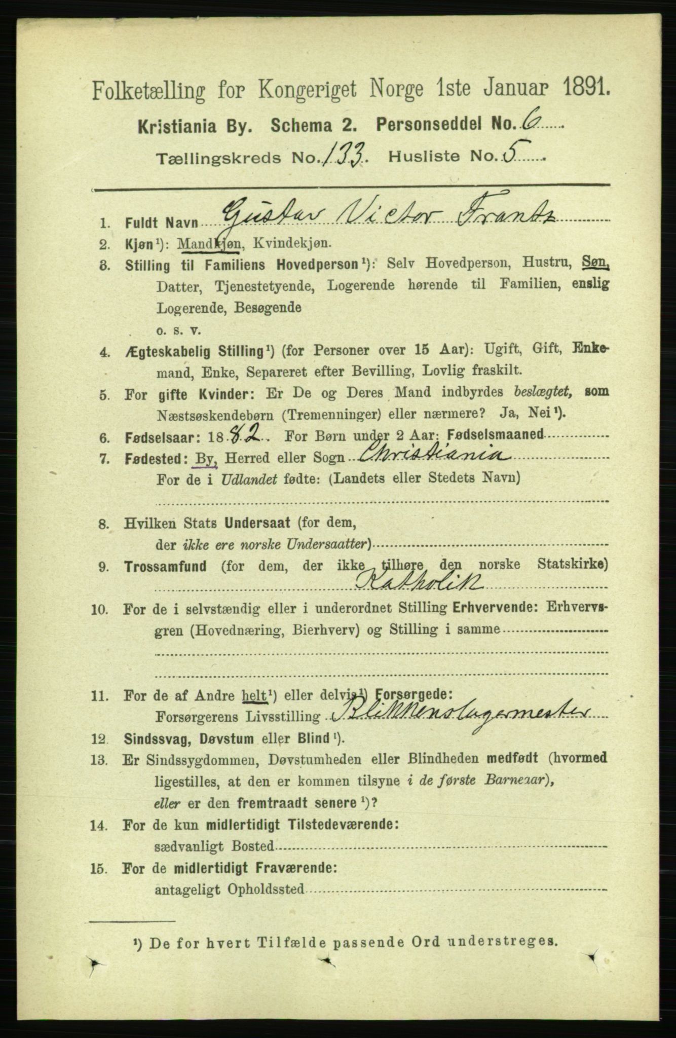 RA, 1891 census for 0301 Kristiania, 1891, p. 72623