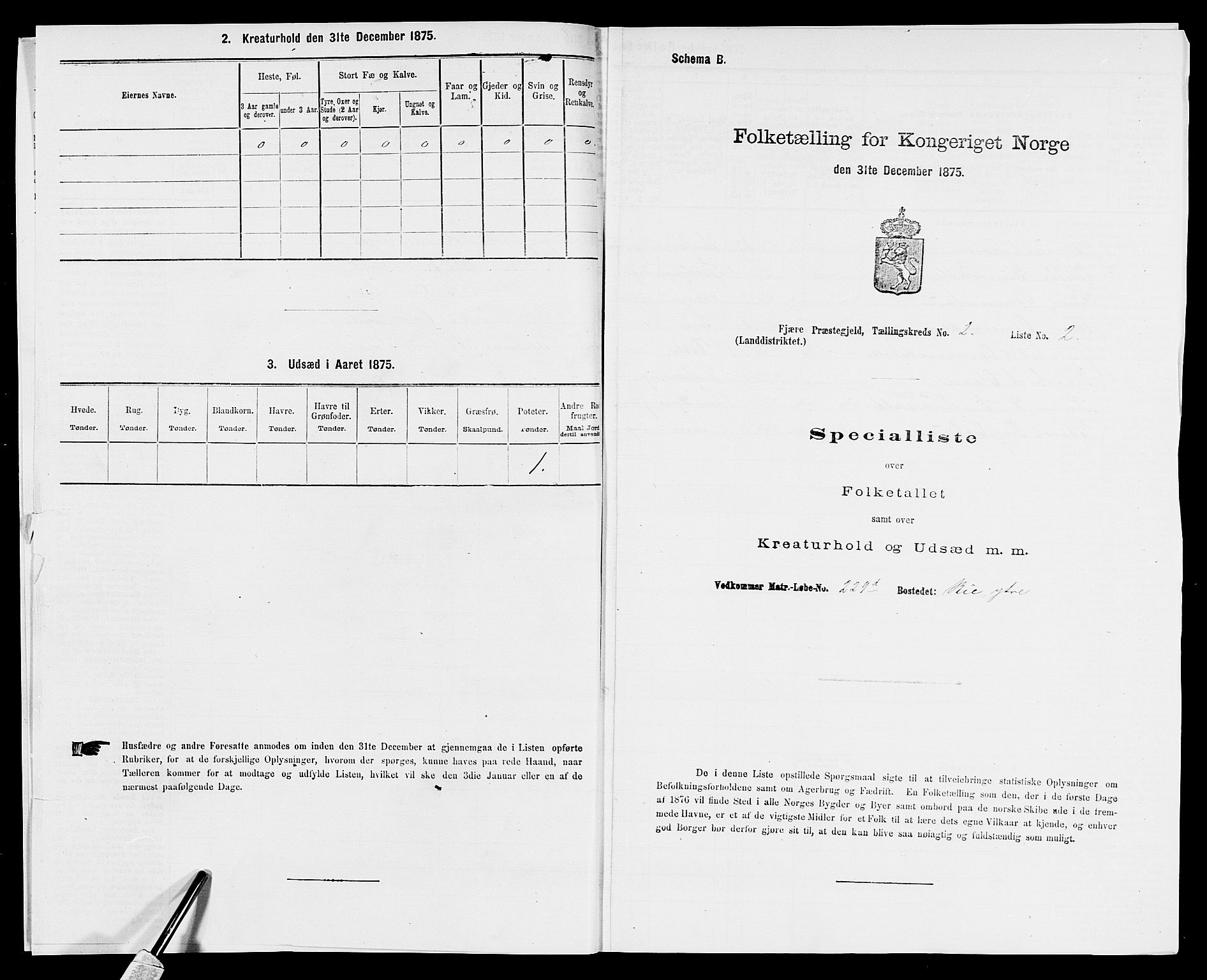 SAK, 1875 census for 0923L Fjære/Fjære, 1875, p. 523