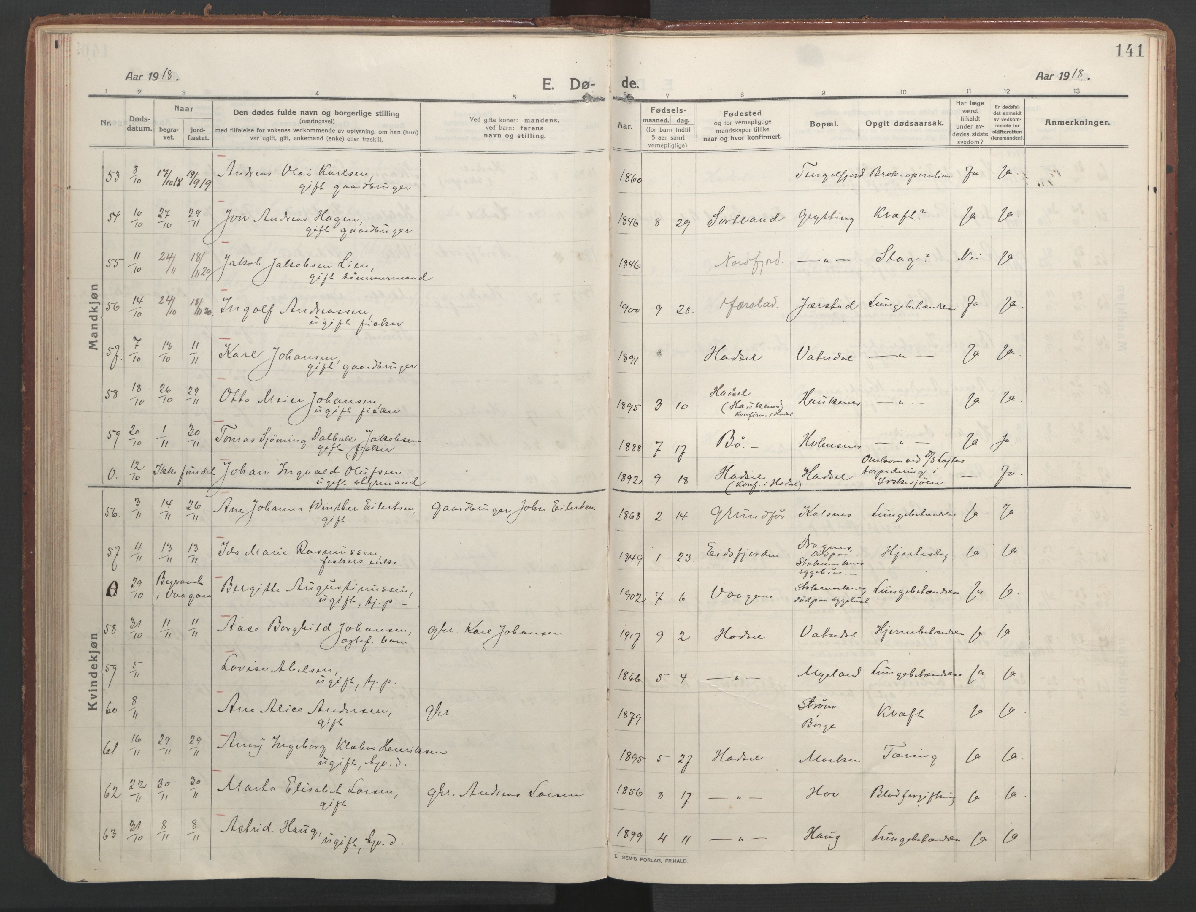 Ministerialprotokoller, klokkerbøker og fødselsregistre - Nordland, AV/SAT-A-1459/888/L1251: Parish register (official) no. 888A17, 1913-1925, p. 141