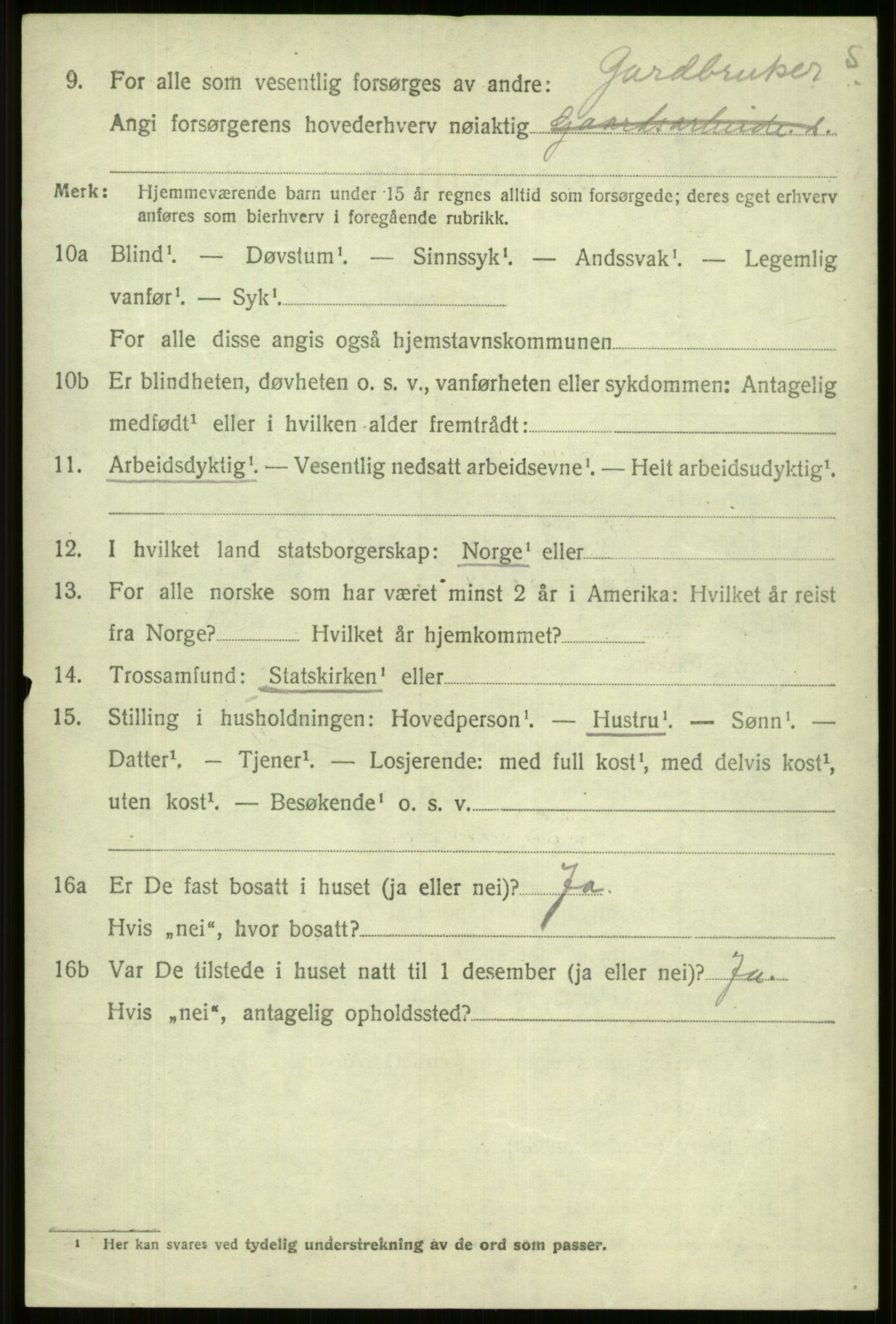 SAB, 1920 census for Vossestrand, 1920, p. 3517