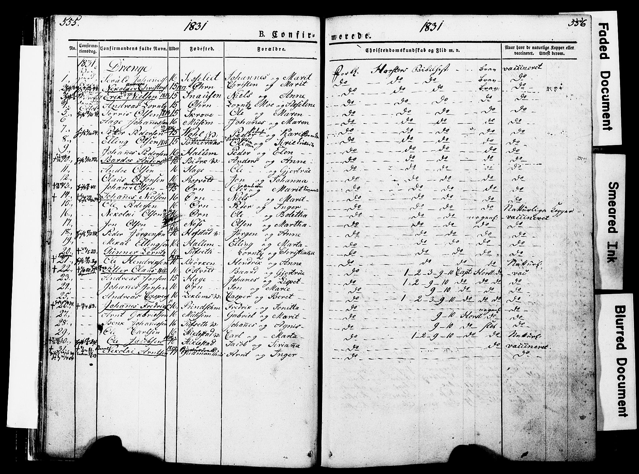Ministerialprotokoller, klokkerbøker og fødselsregistre - Nord-Trøndelag, SAT/A-1458/723/L0243: Parish register (official) no. 723A12, 1822-1851, p. 555-556
