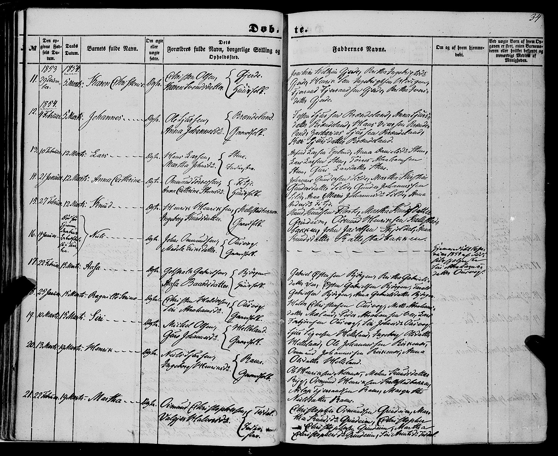 Etne sokneprestembete, SAB/A-75001/H/Haa: Parish register (official) no. A 8, 1848-1862, p. 34
