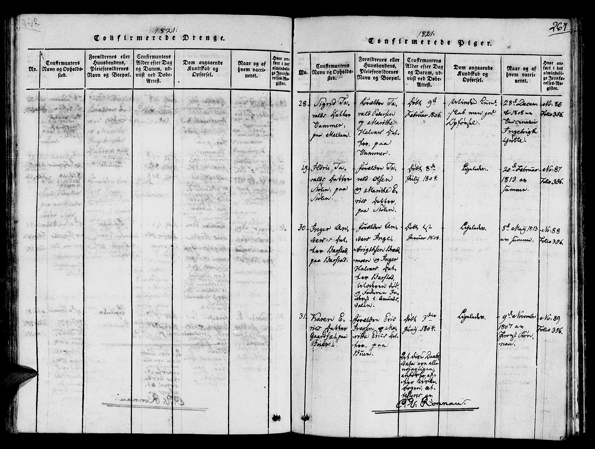 Ministerialprotokoller, klokkerbøker og fødselsregistre - Sør-Trøndelag, SAT/A-1456/678/L0895: Parish register (official) no. 678A05 /1, 1816-1821, p. 267