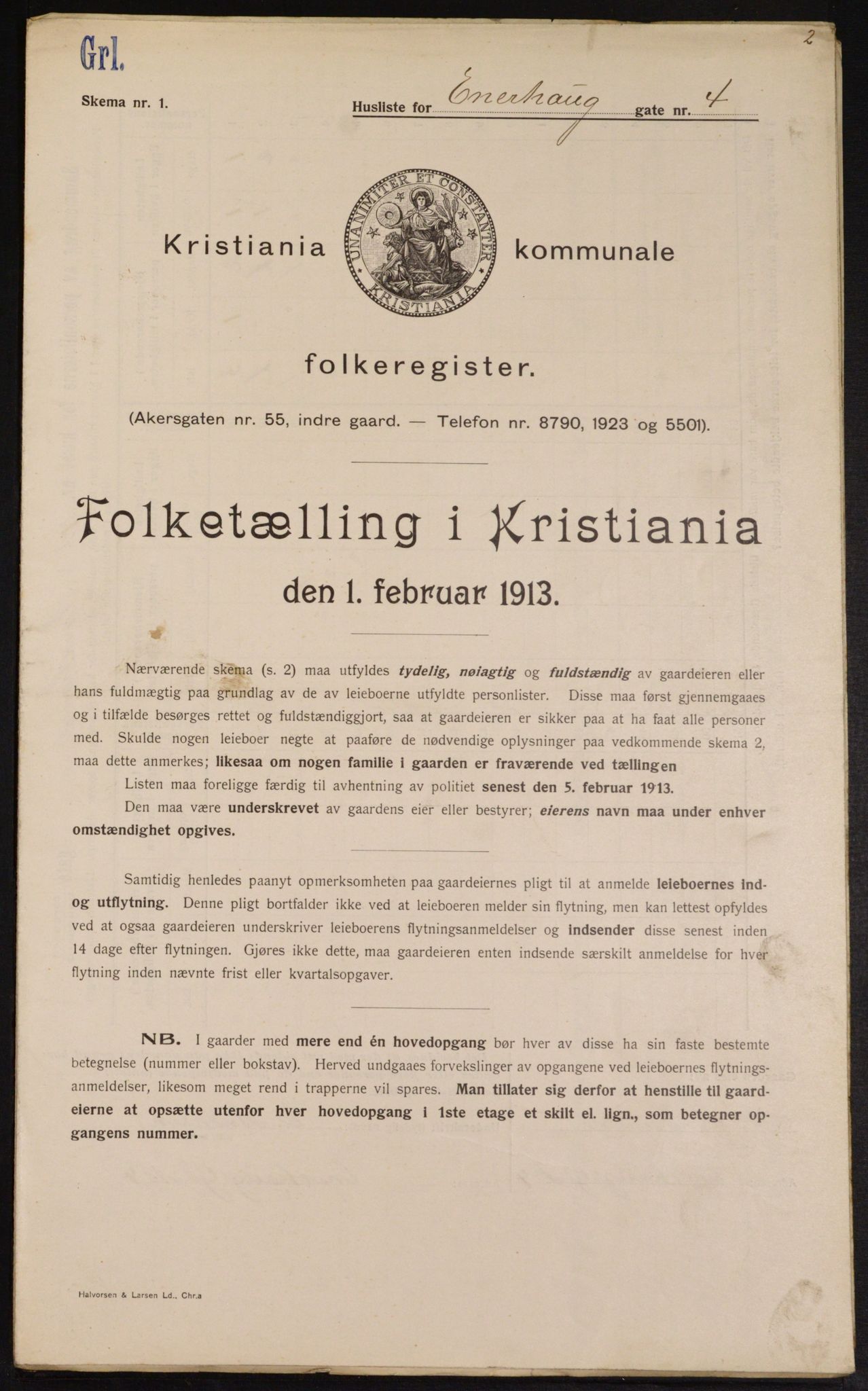 OBA, Municipal Census 1913 for Kristiania, 1913, p. 21614