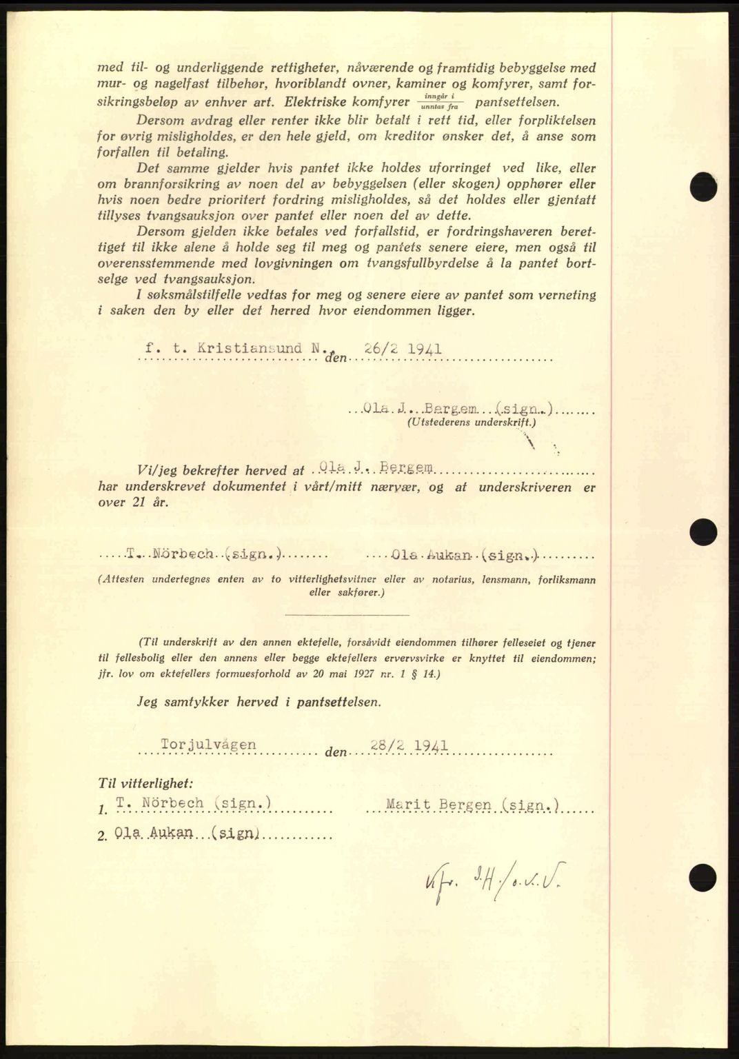 Nordmøre sorenskriveri, AV/SAT-A-4132/1/2/2Ca: Mortgage book no. B87, 1940-1941, Diary no: : 402/1941