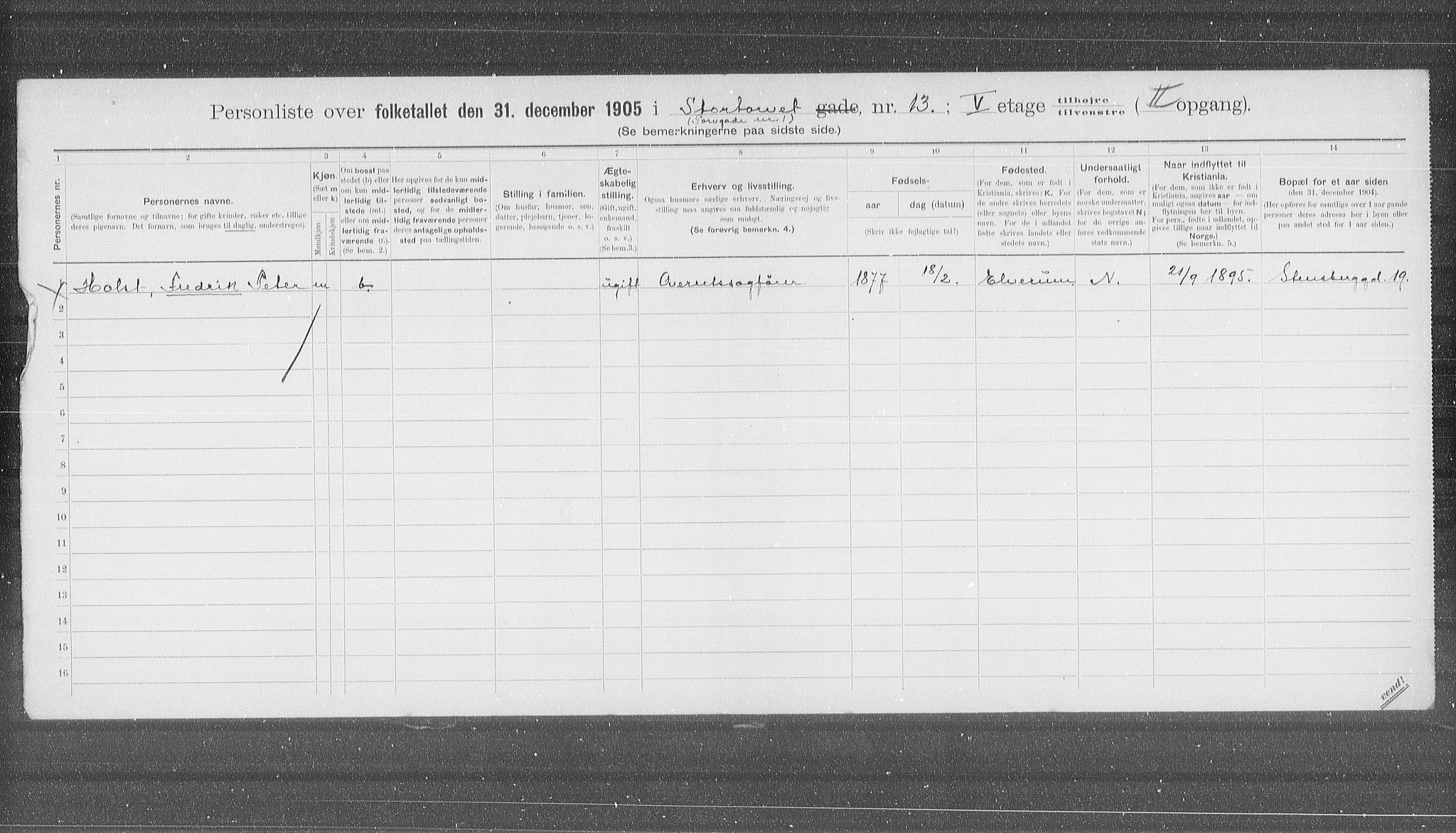 OBA, Municipal Census 1905 for Kristiania, 1905, p. 59840