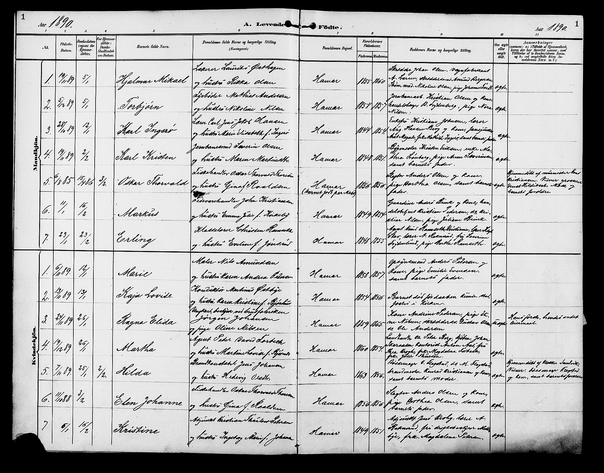 Vang prestekontor, Hedmark, SAH/PREST-008/H/Ha/Hab/L0013: Parish register (copy) no. 13, 1890-1899, p. 1