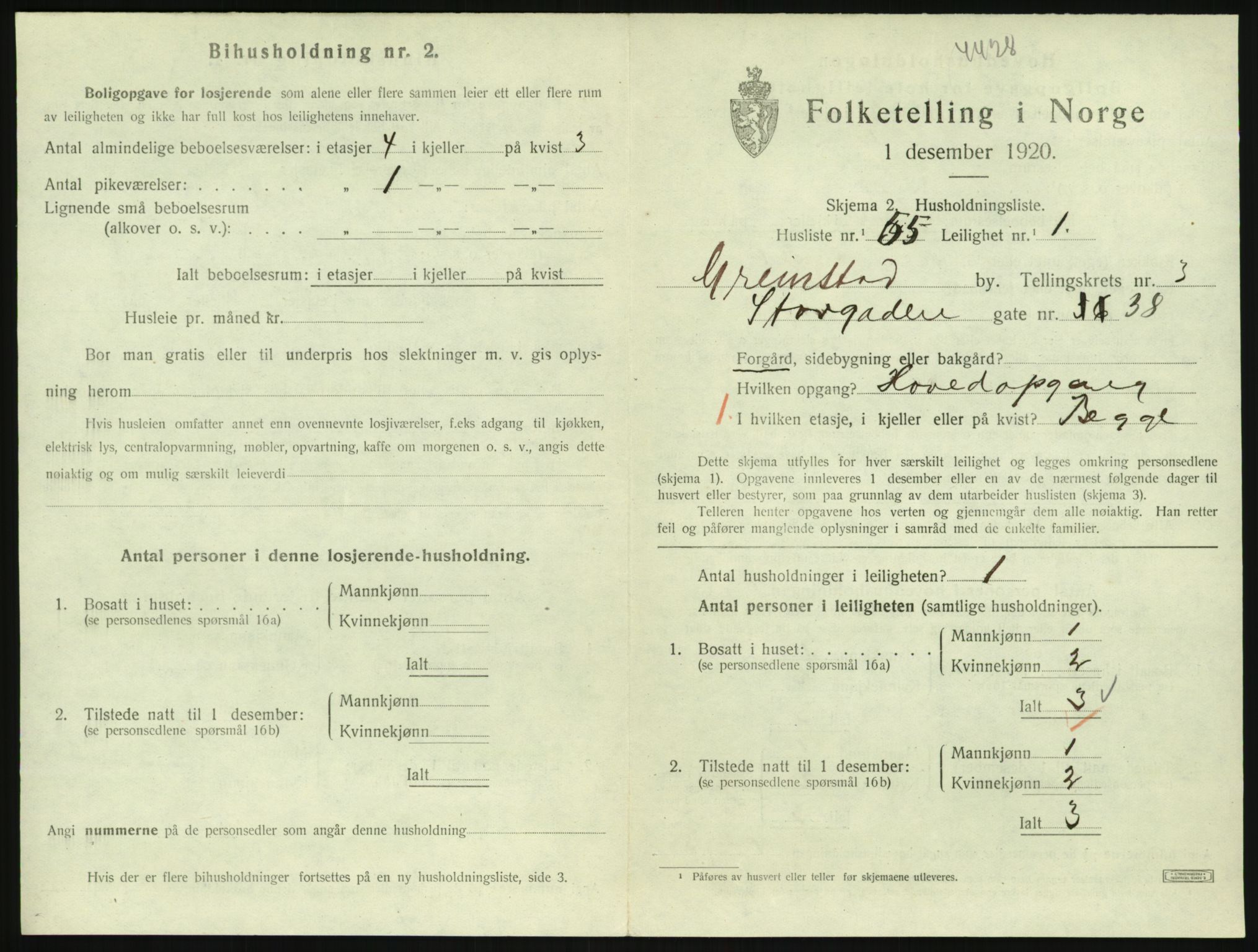 SAK, 1920 census for Grimstad, 1920, p. 1677