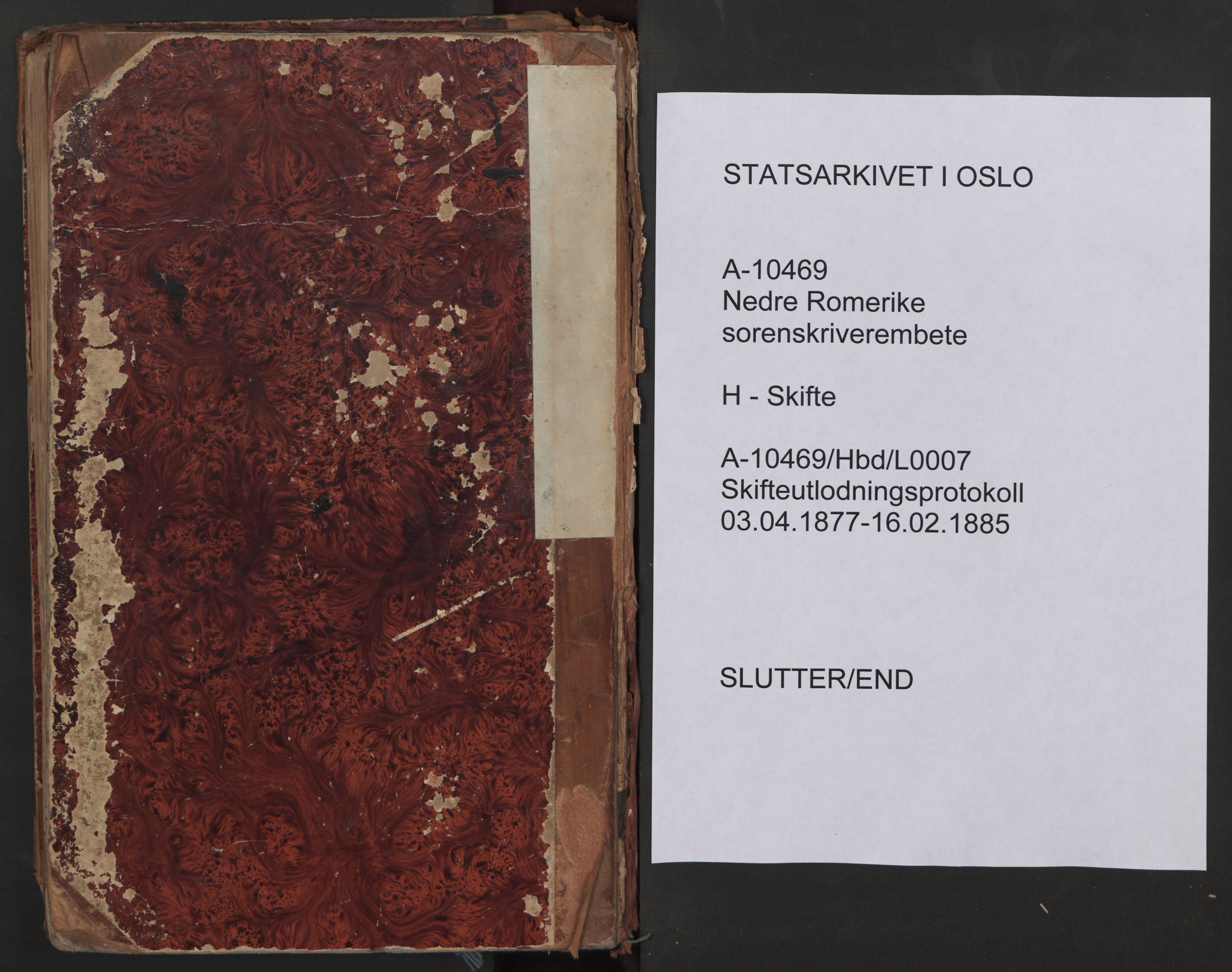 Nedre Romerike sorenskriveri, SAO/A-10469/H/He/Hec/L0007: Skifteutlodningsprotokoll, 1877-1885