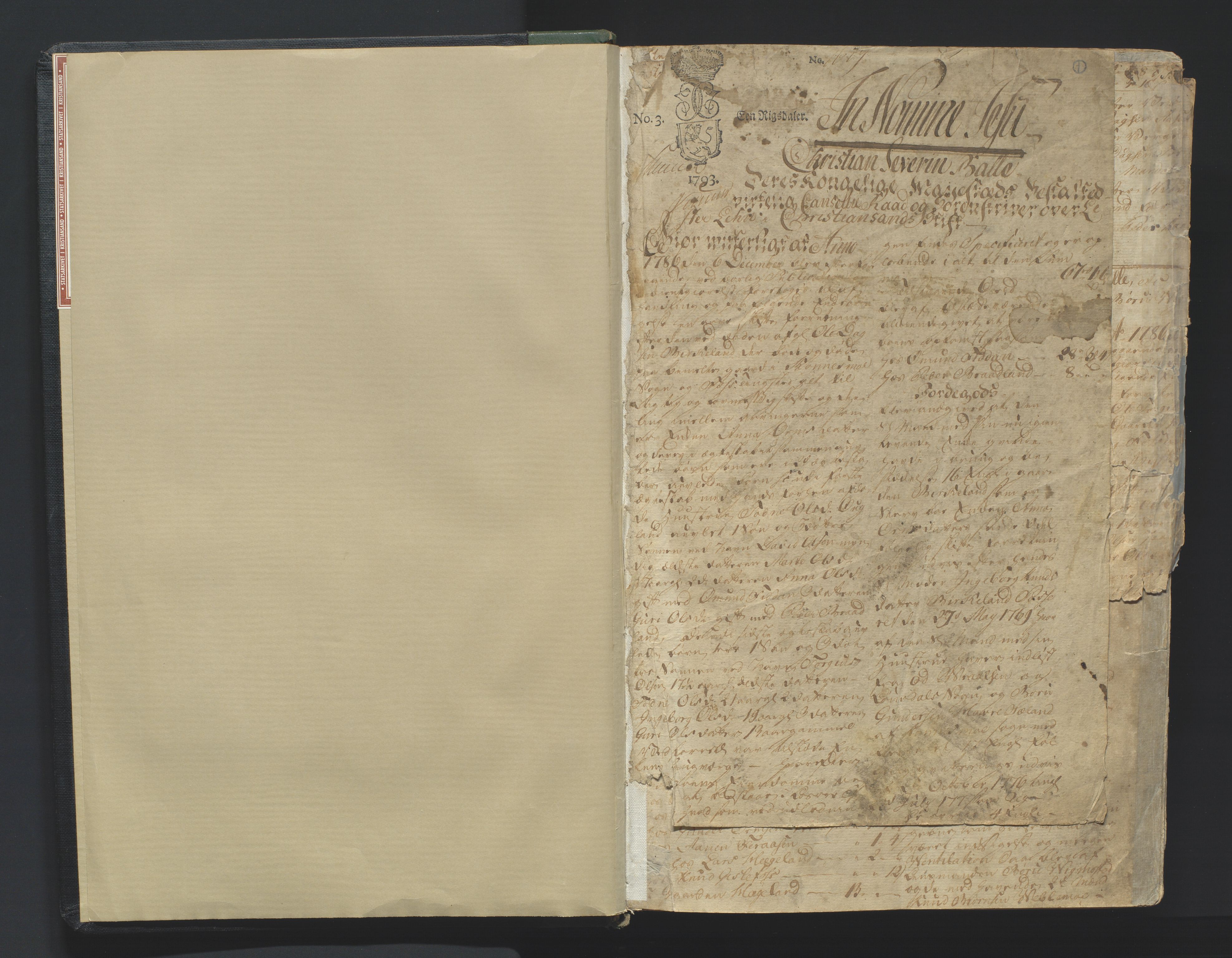 Lister sorenskriveri, AV/SAK-1221-0003/H/Hc/L0044: Skifteprotokoll nr 36a med register, 1786-1792, p. 1a
