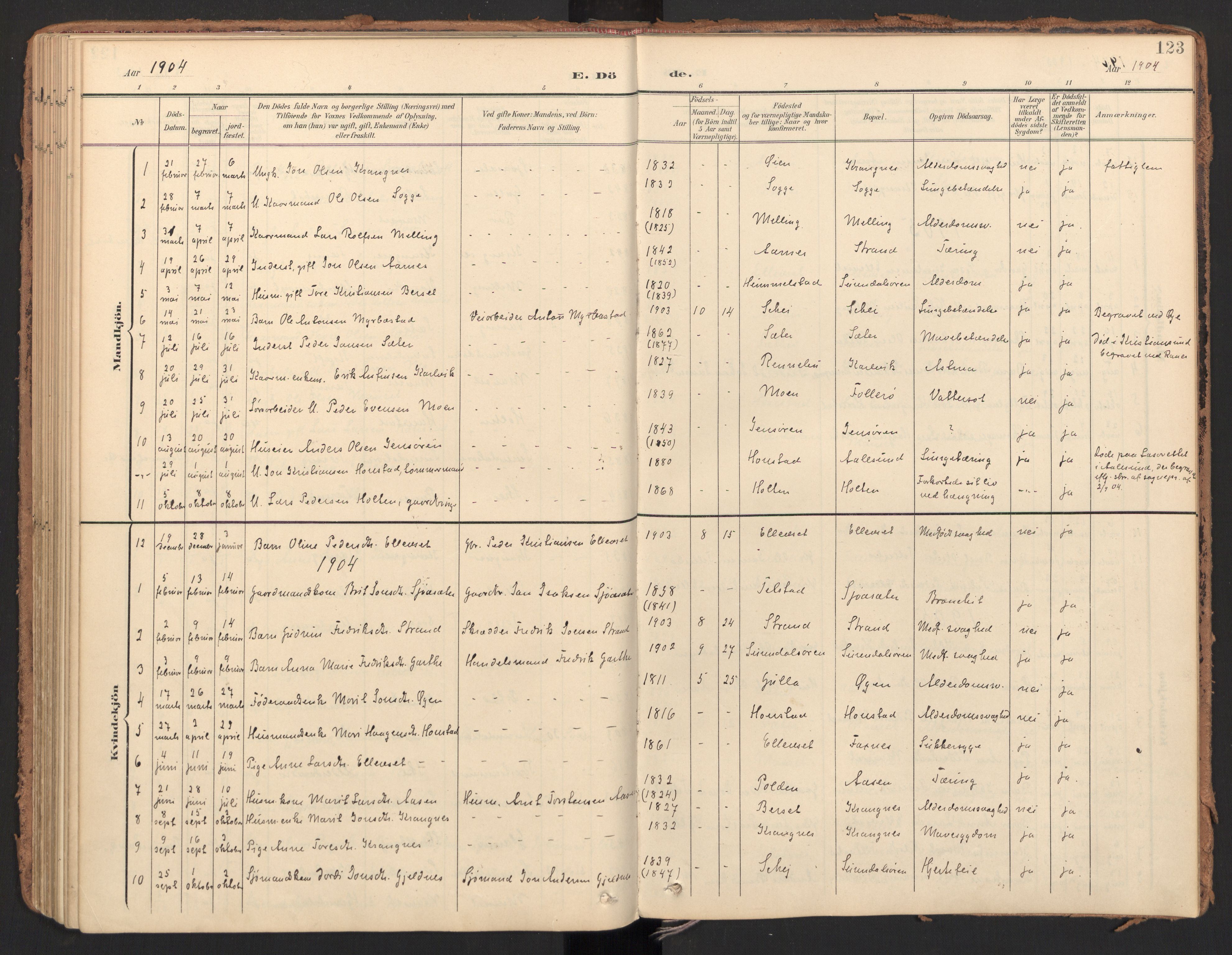 Ministerialprotokoller, klokkerbøker og fødselsregistre - Møre og Romsdal, SAT/A-1454/596/L1057: Parish register (official) no. 596A02, 1900-1917, p. 123