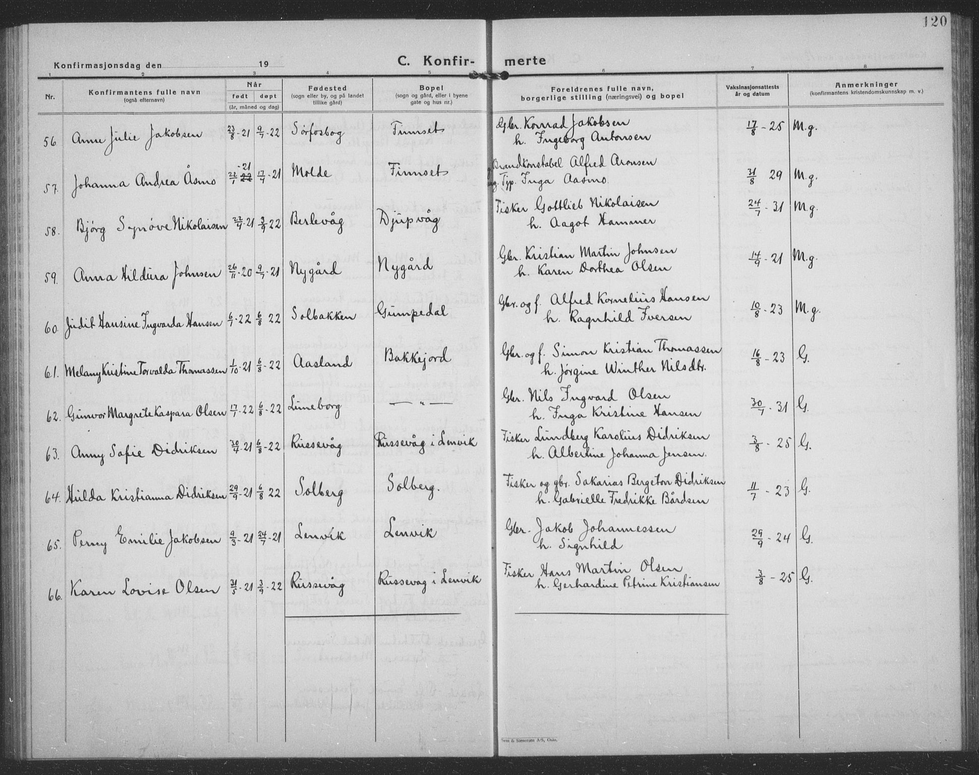 Tranøy sokneprestkontor, AV/SATØ-S-1313/I/Ia/Iab/L0024klokker: Parish register (copy) no. 24, 1929-1943, p. 120