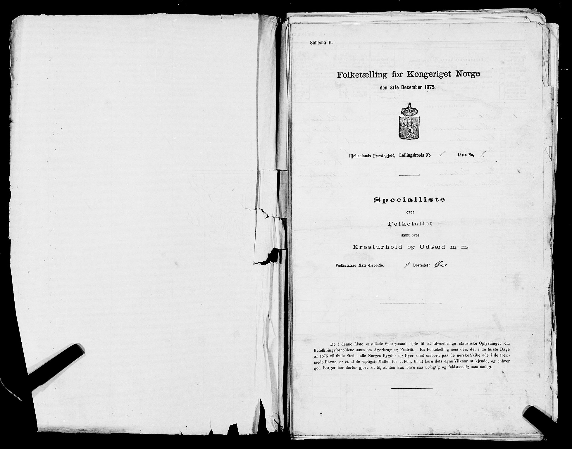 SAST, 1875 census for 1133P Hjelmeland, 1875, p. 69