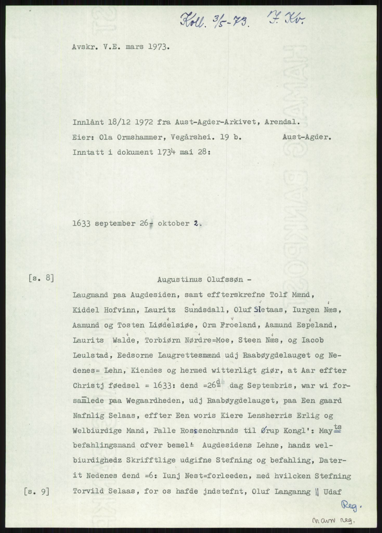 Samlinger til kildeutgivelse, Diplomavskriftsamlingen, AV/RA-EA-4053/H/Ha, p. 3517