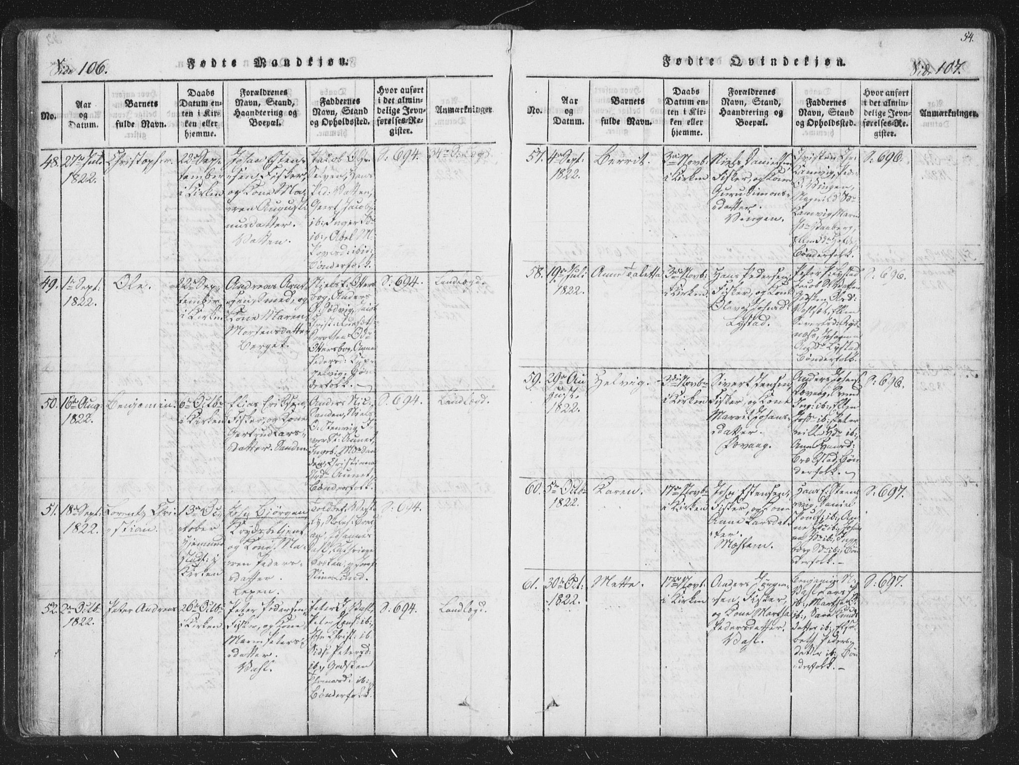 Ministerialprotokoller, klokkerbøker og fødselsregistre - Sør-Trøndelag, SAT/A-1456/659/L0734: Parish register (official) no. 659A04, 1818-1825, p. 106-107