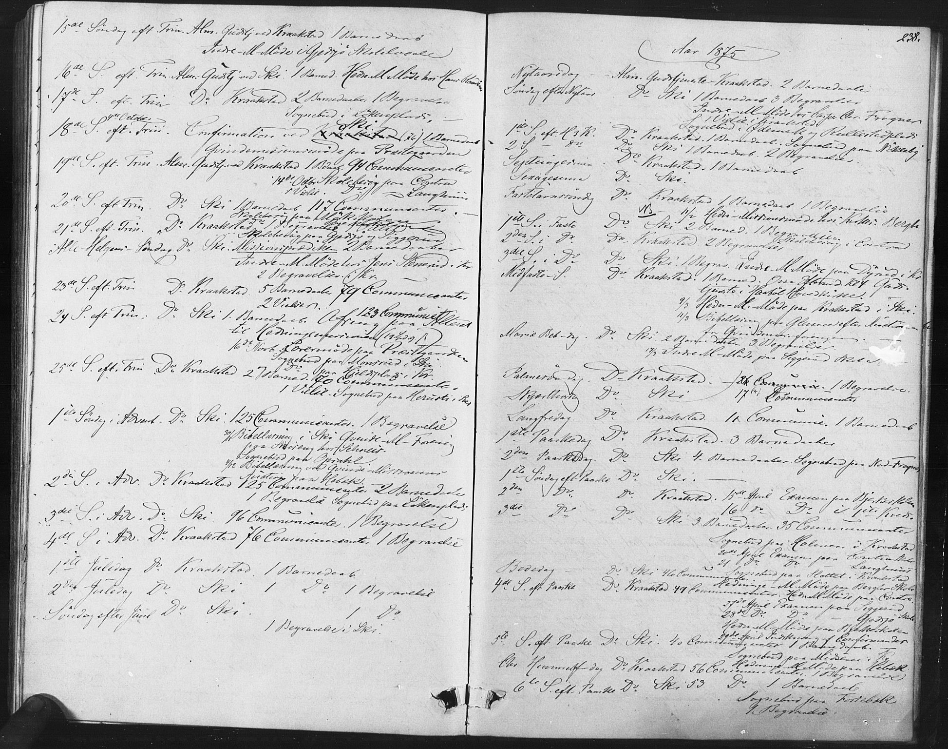 Kråkstad prestekontor Kirkebøker, SAO/A-10125a/F/Fa/L0008: Parish register (official) no. I 8, 1870-1879, p. 238