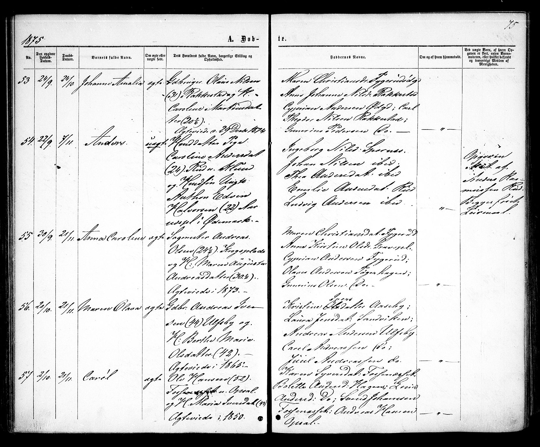 Rødenes prestekontor Kirkebøker, AV/SAO-A-2005/F/Fa/L0008: Parish register (official) no. I 8, 1869-1879, p. 75