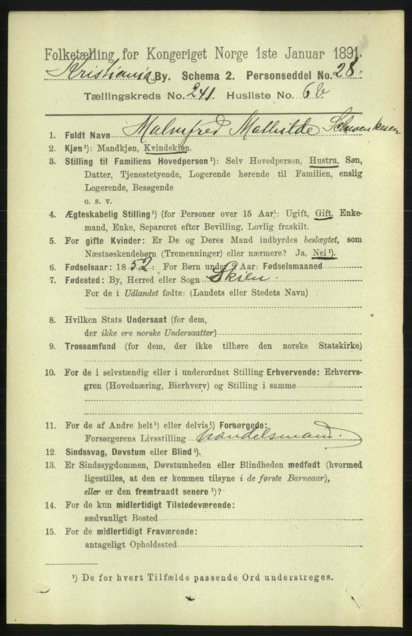 RA, 1891 census for 0301 Kristiania, 1891, p. 141947