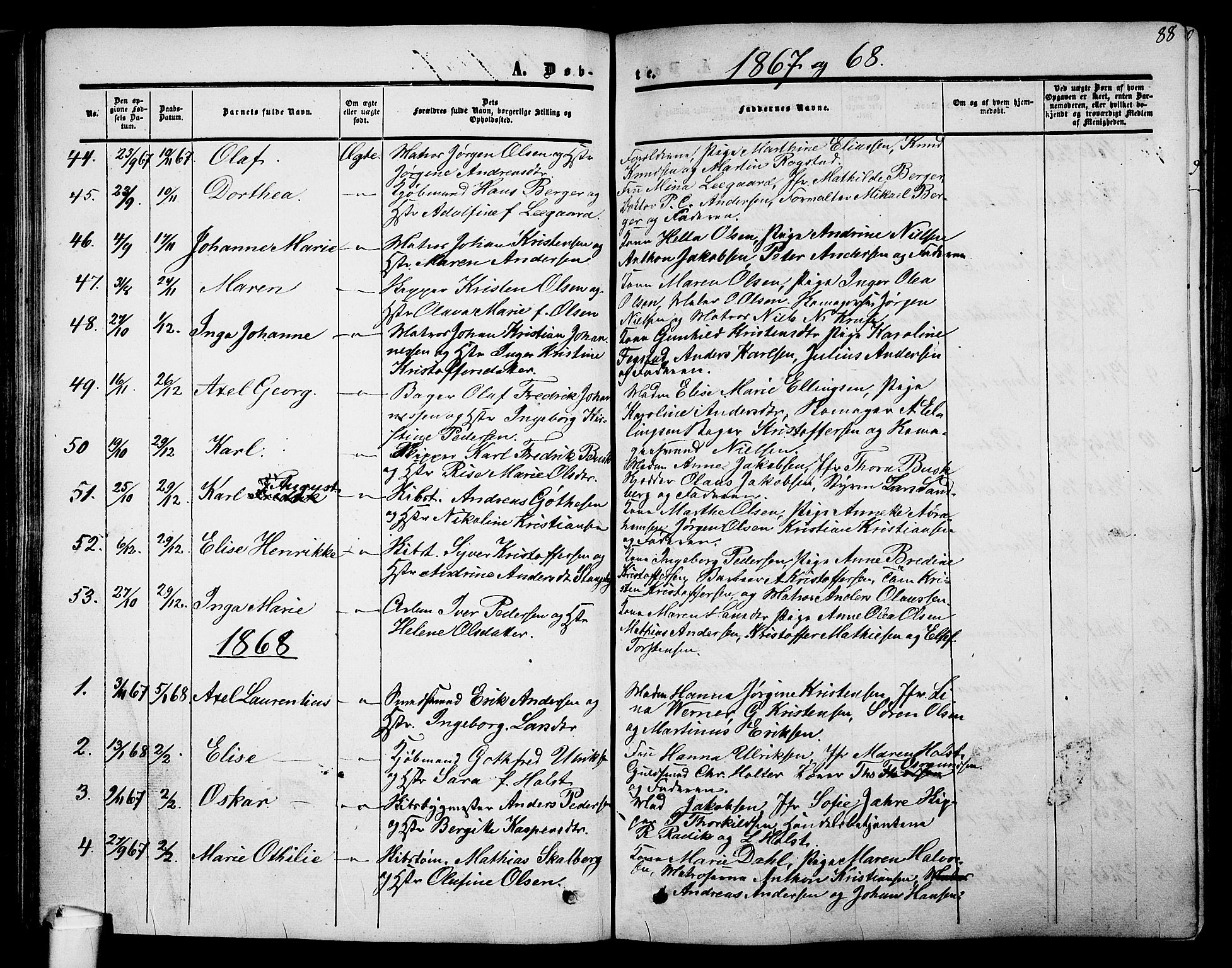 Holmestrand kirkebøker, AV/SAKO-A-346/G/Ga/L0003: Parish register (copy) no. 3, 1849-1874, p. 88