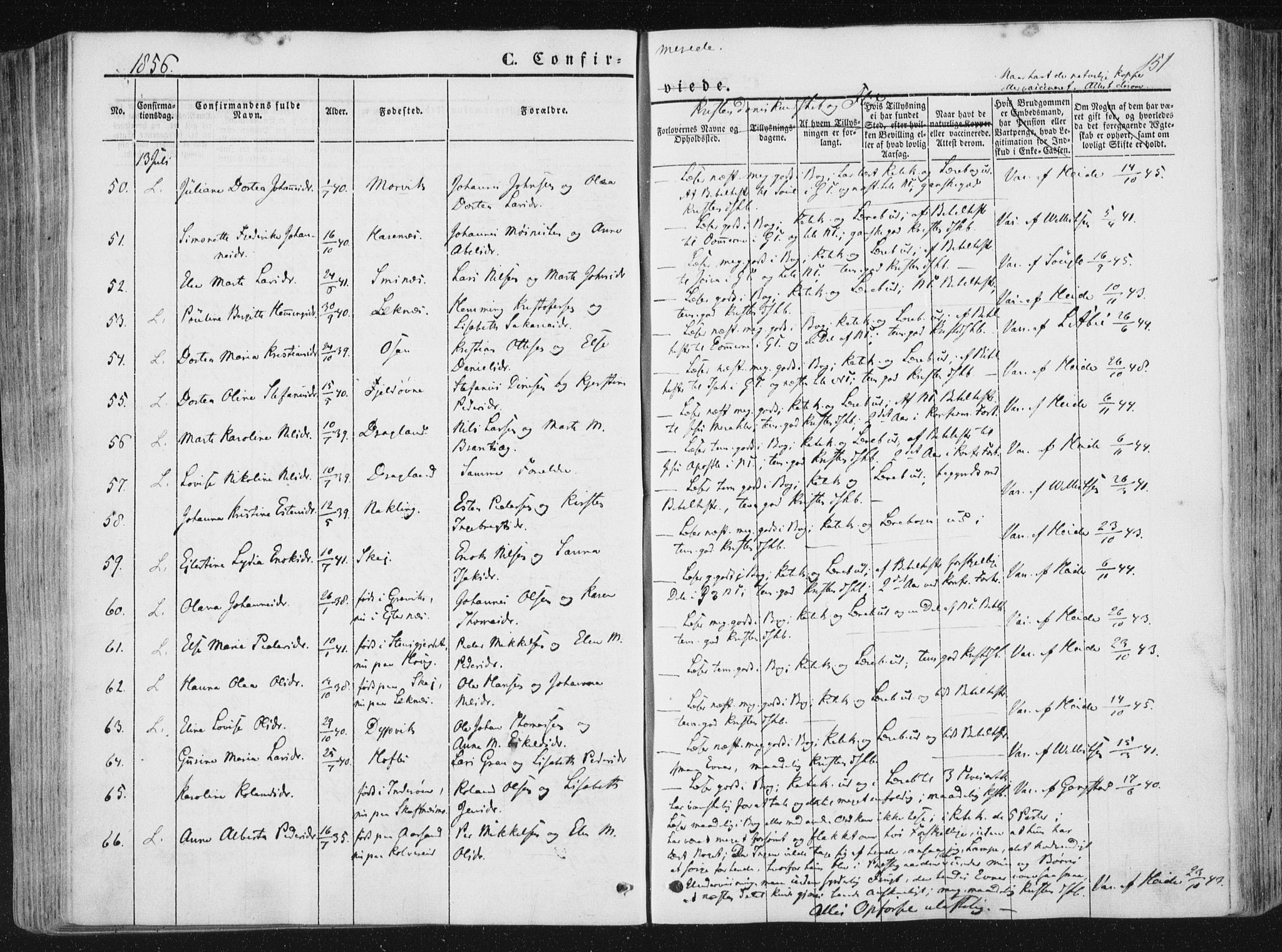 Ministerialprotokoller, klokkerbøker og fødselsregistre - Nord-Trøndelag, SAT/A-1458/780/L0640: Parish register (official) no. 780A05, 1845-1856, p. 151