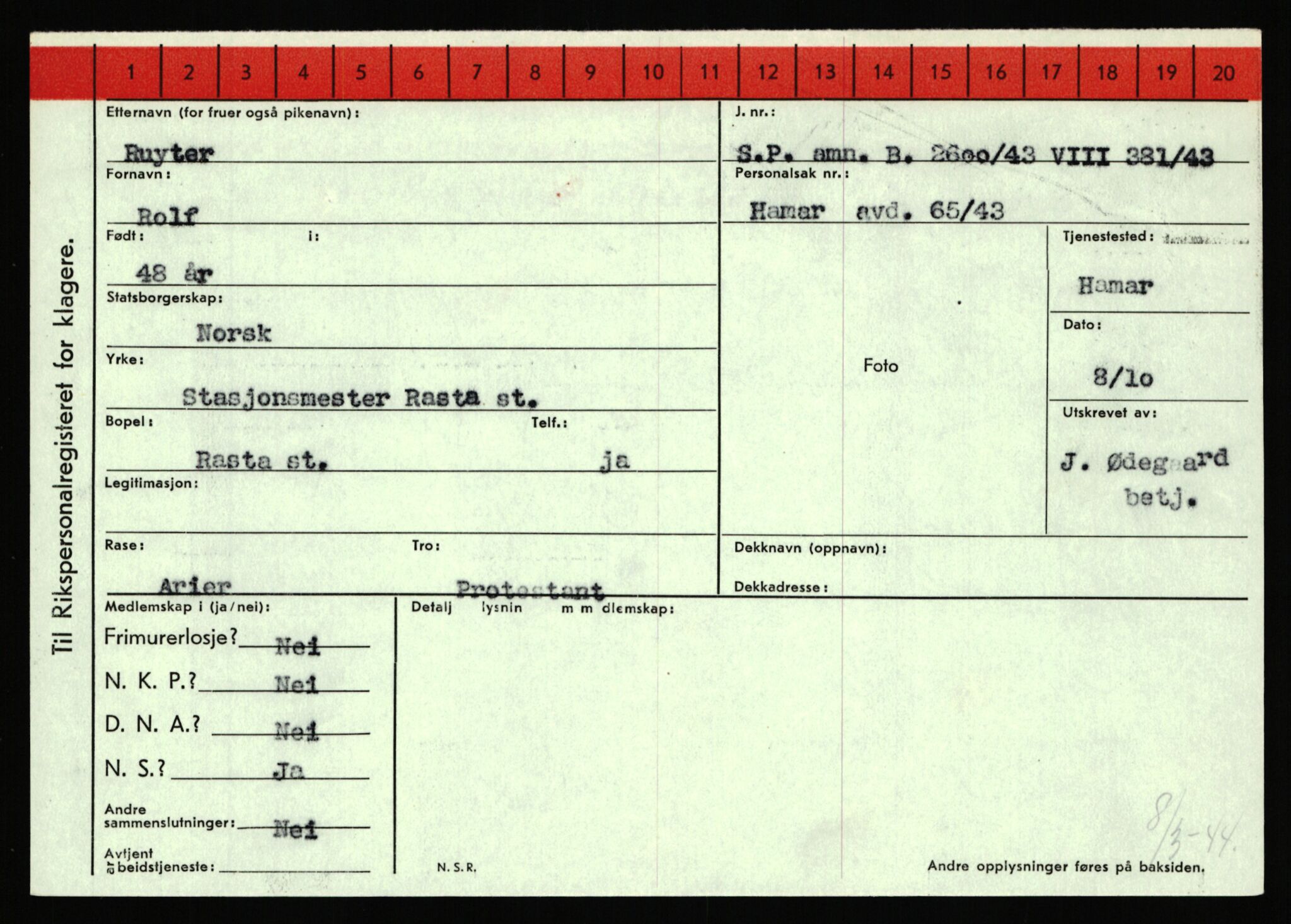 Statspolitiet - Hovedkontoret / Osloavdelingen, AV/RA-S-1329/C/Ca/L0013: Raa - Servold, 1943-1945, p. 2422