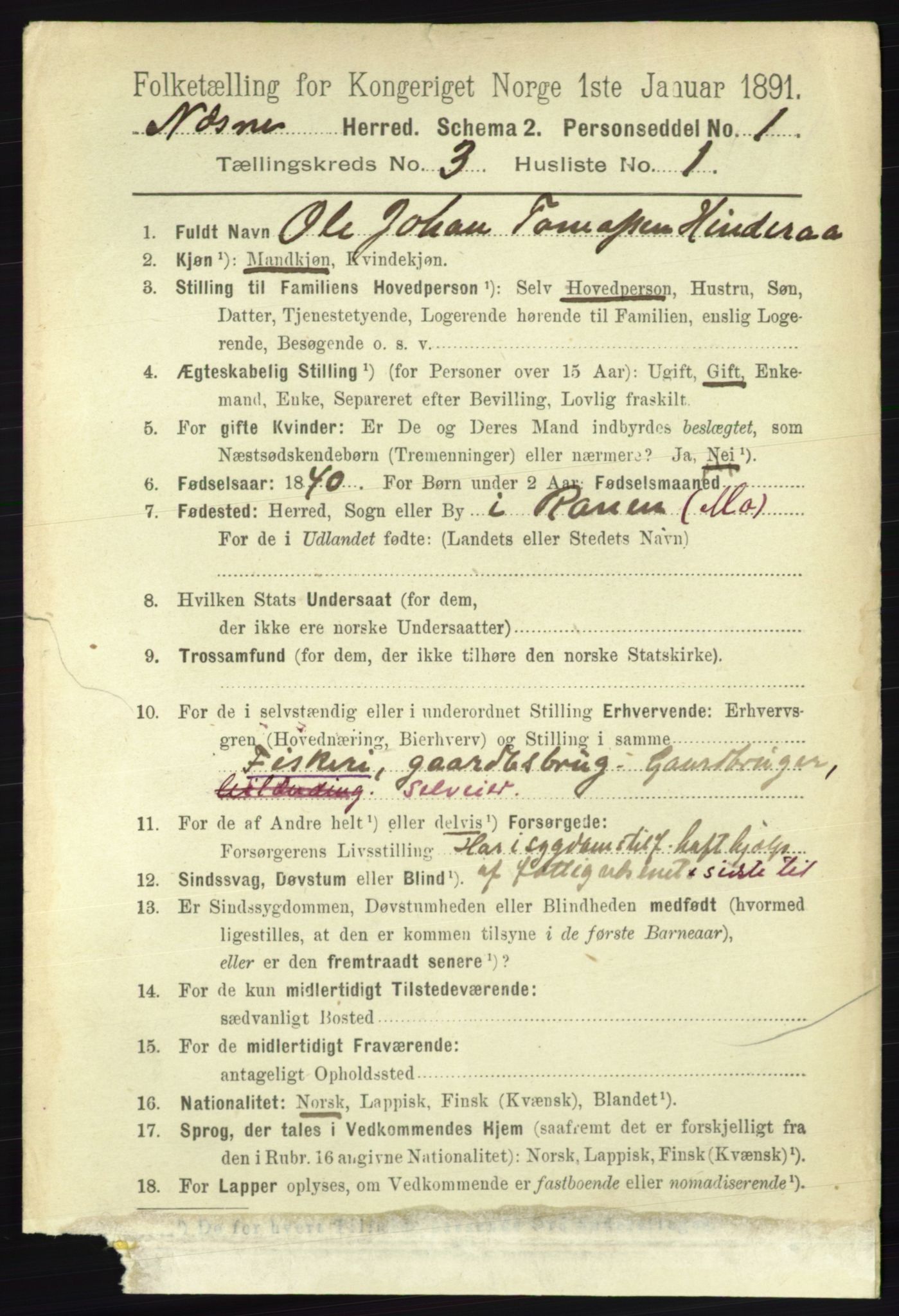 RA, 1891 census for 1828 Nesna, 1891, p. 1498